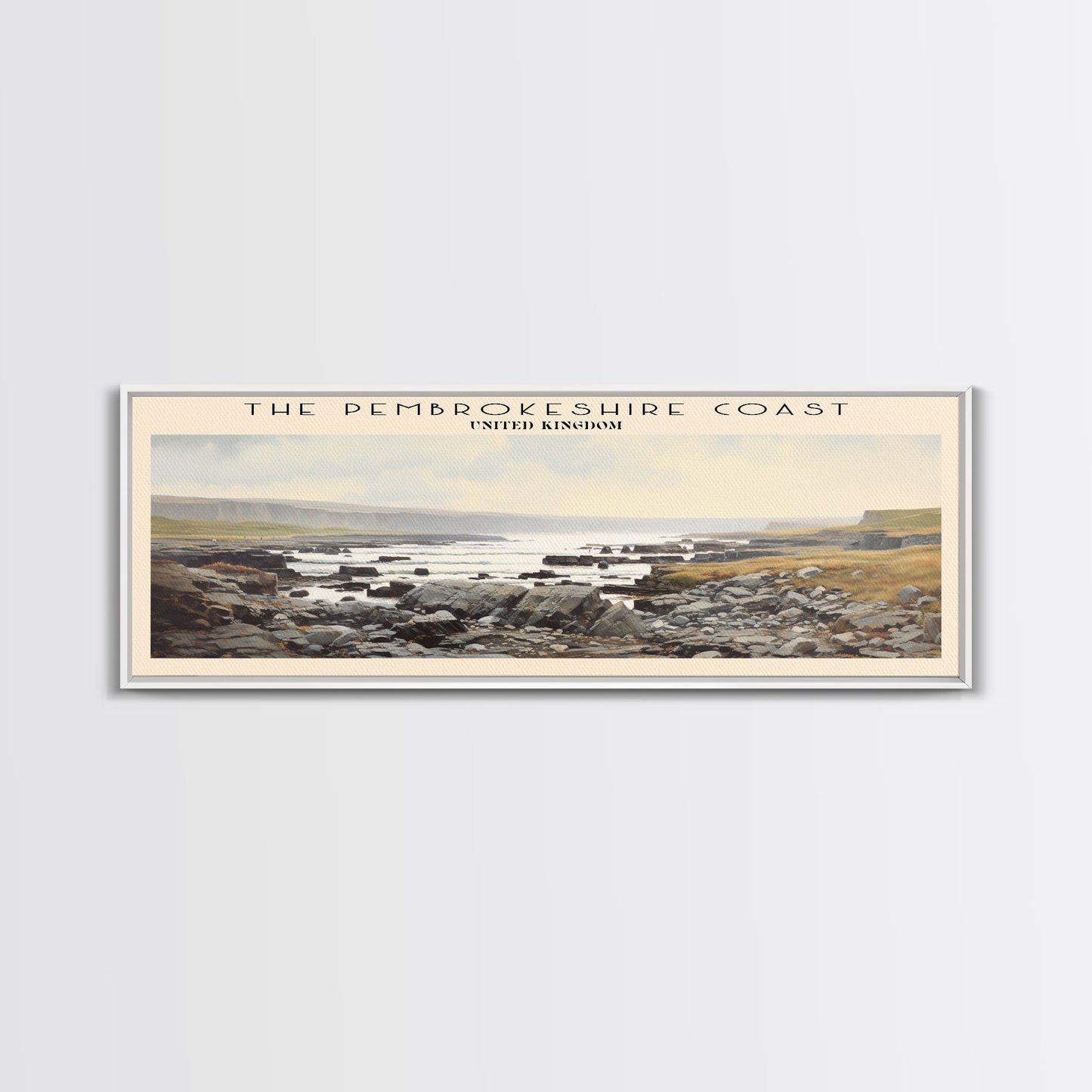 The Pembrokeshire Coast Travel Poster Print, Framed Canvas Print, COUNTRY Travel Art, Wood Framed Art, Wall Hanging, Home Decor
