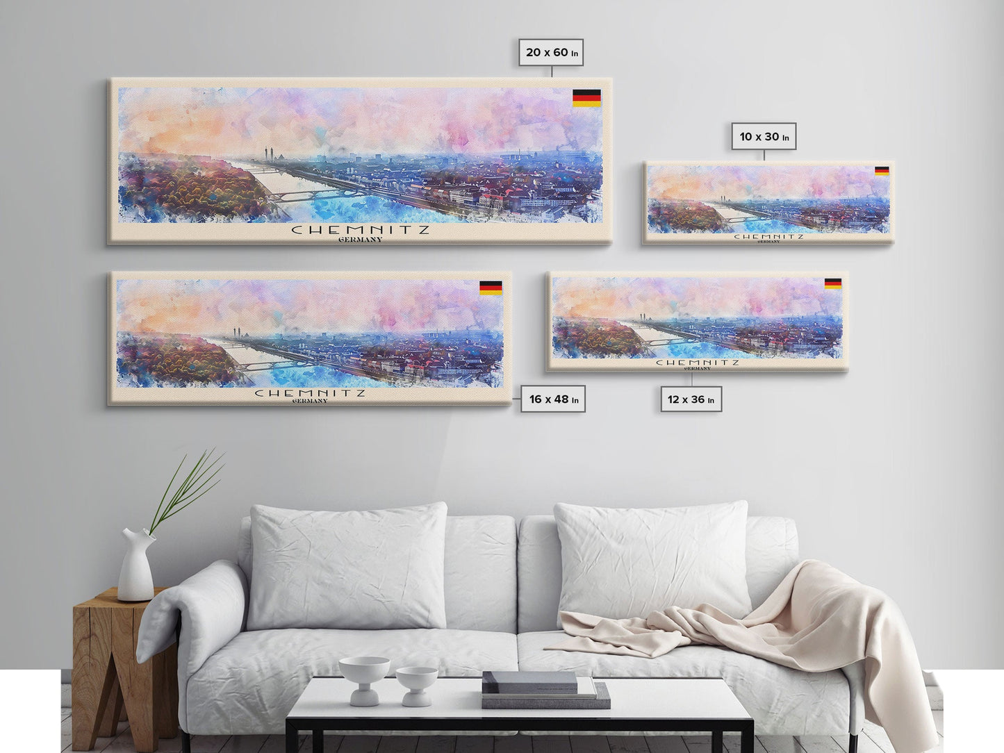 Chemnitz Germany Wall Art, Panoramic Travel Poster, Panoramic Framed Canvas Print, City Wall Art, Wall Hanging Home Decor, Travel Art