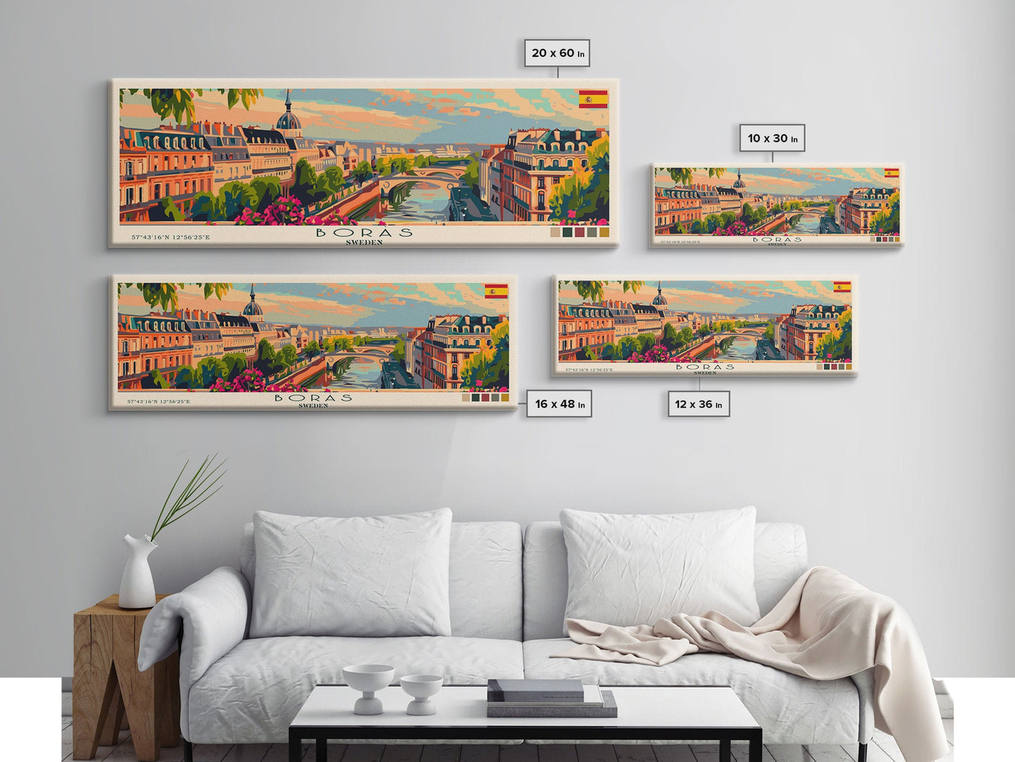 Borås Sweden Travel Art, City Art, Framed Canvas Print or Metal Wall Art, Europe Travel Poster, Panoramic Wall Art, Extra Wide Wall Art