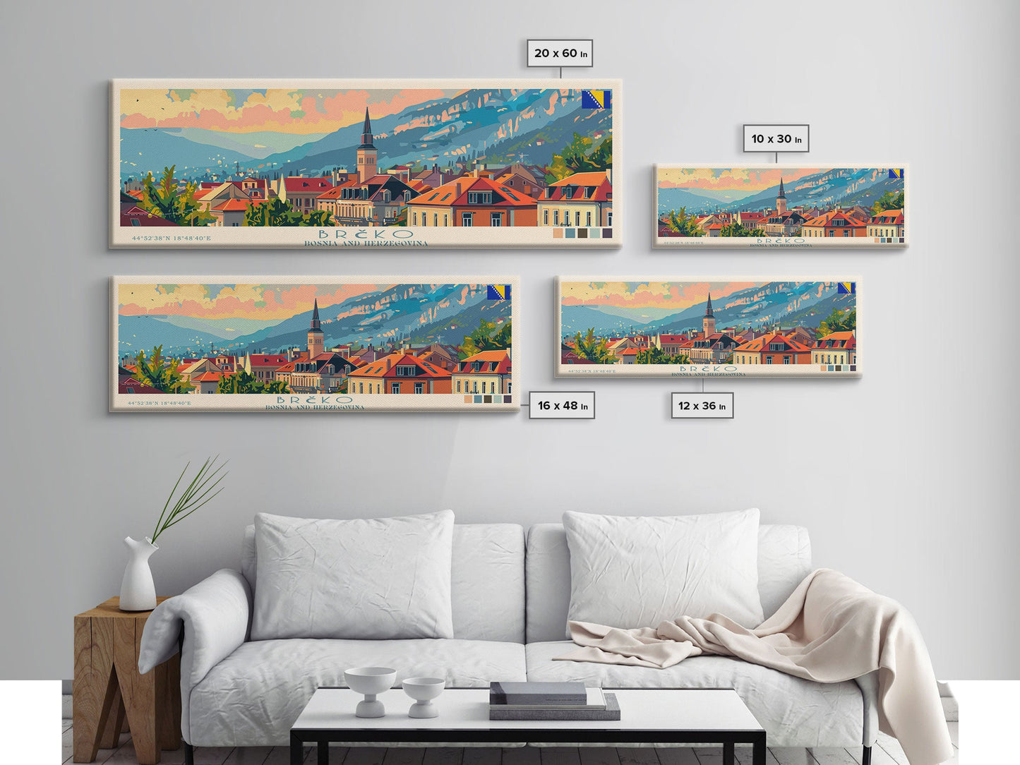 Brčko Bosnia Wall Art, Panoramic Travel Poster, Panoramic Framed Canvas Print, City Wall Art, Wall Hanging Home Decor, Travel Art
