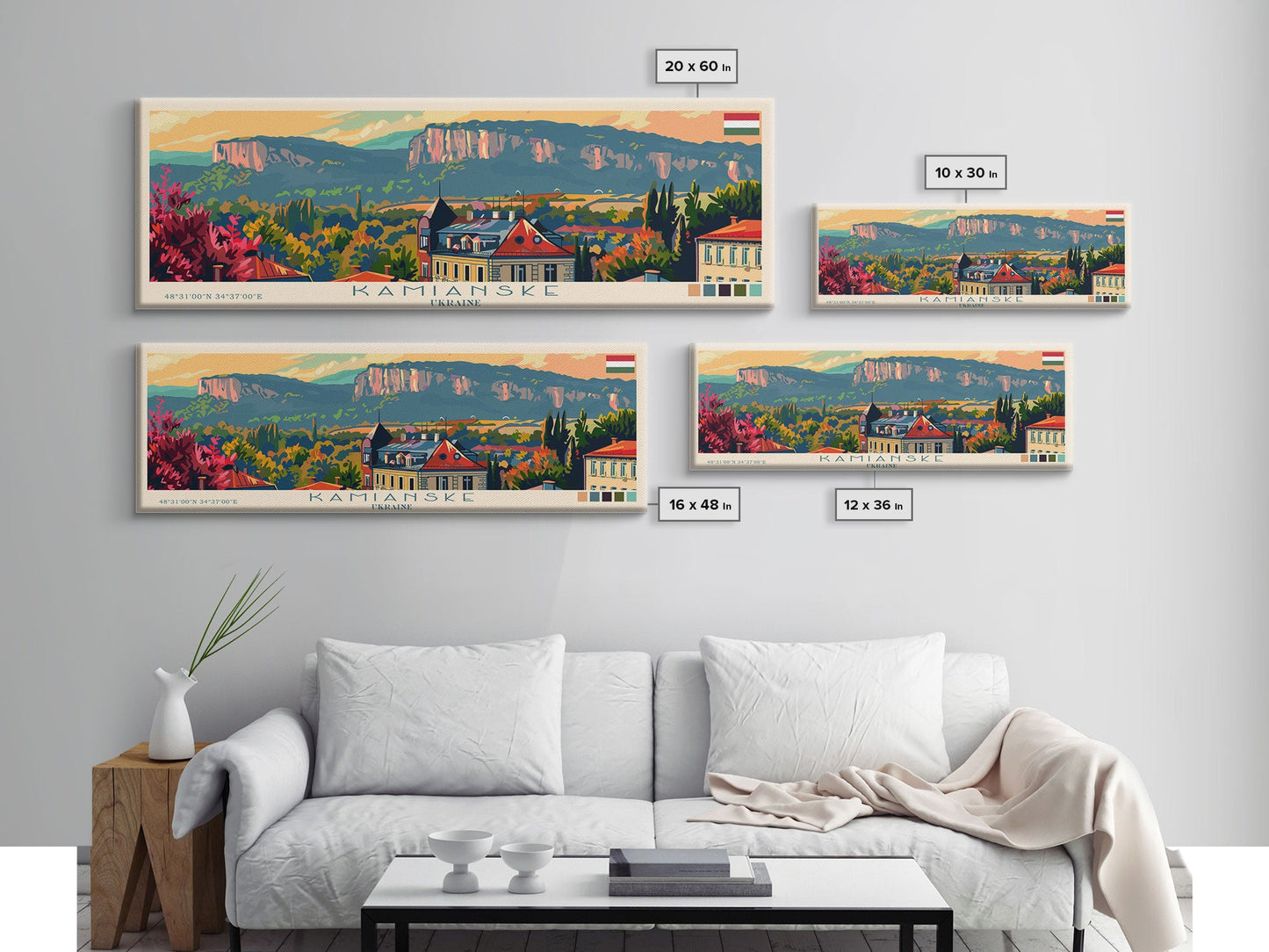 Kamianske Ukraine Wall Art, Panoramic Travel Poster, Panoramic Framed Canvas Print, City Wall Art, Wall Hanging Home Decor, Travel Art