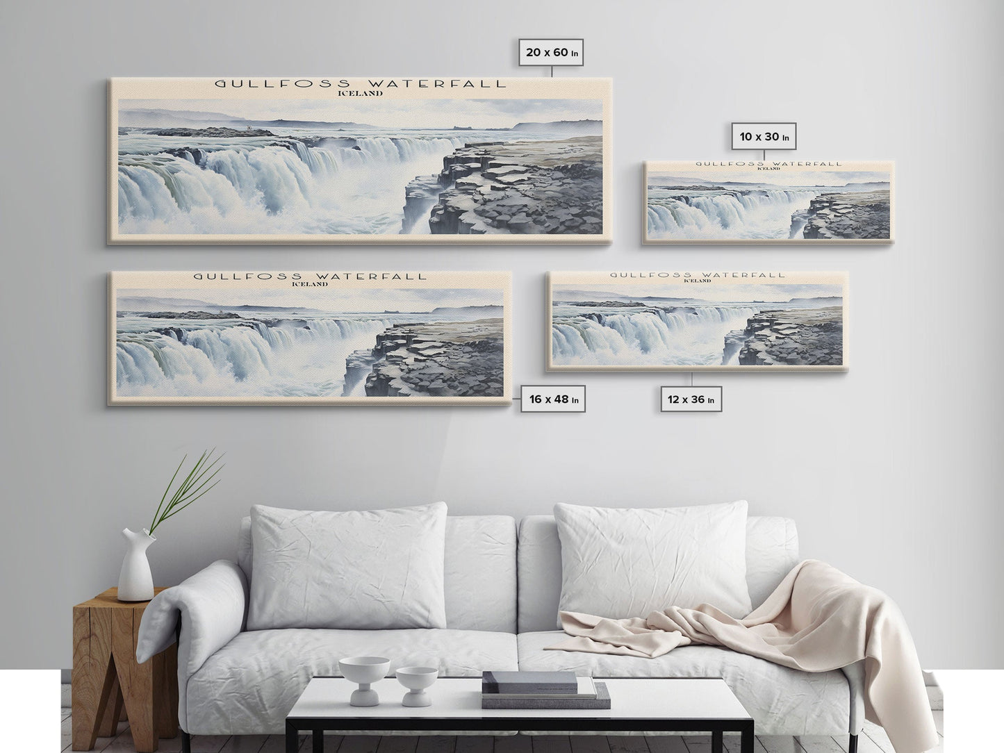 Gullfoss Waterfall Travel Poster Print, Framed Canvas Wall Art, Metal Wall Art, COUNTRY art, Gift For Him, Travel Wall Art, Travel Lover Gift