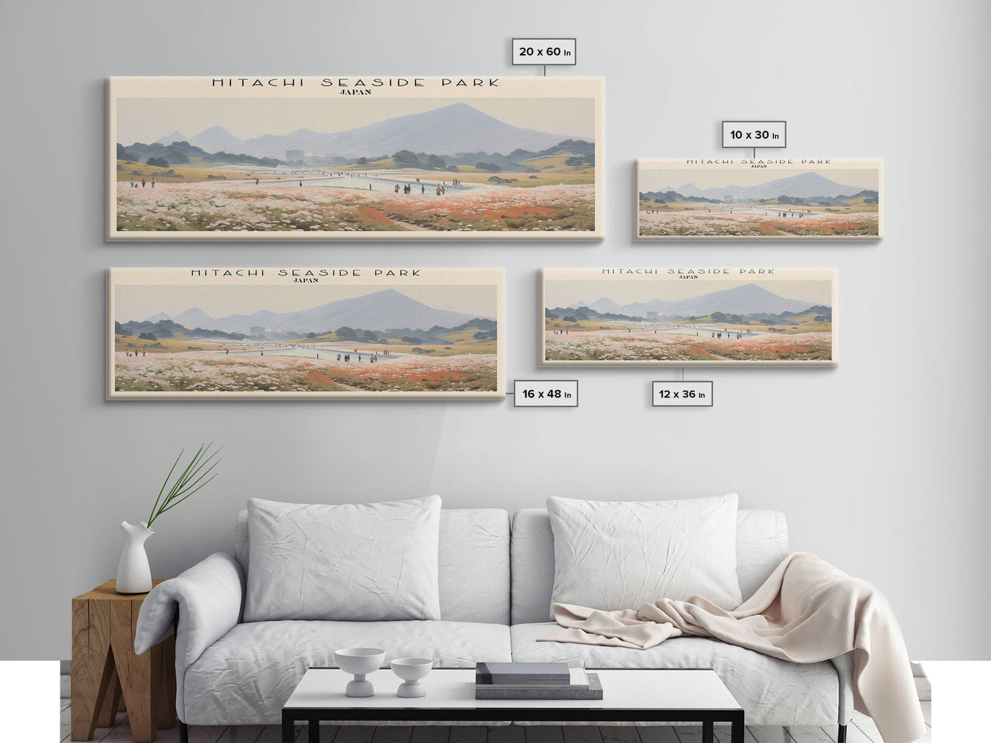 Hitachi Seaside Park COUNTRY | Framed Travel Poster Canvas Print | Trendy Wall Art | Watercolor Painting | Living Room Art | Unique Art