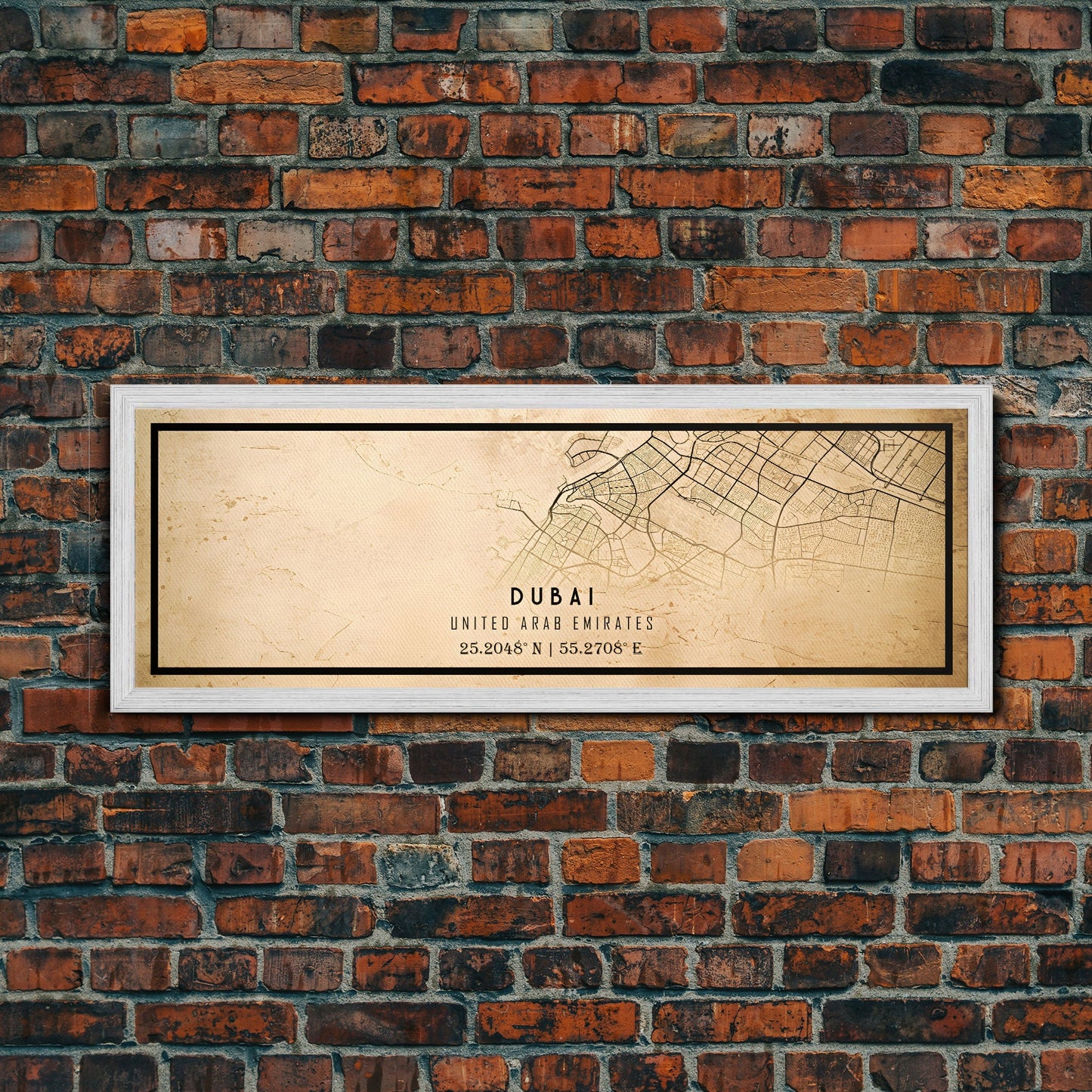 Dubai UAE Panoramic map print poster or framed canvas, Dubai map print poster canvas, Dubai city map print poster canvas, Vintage Travel Art