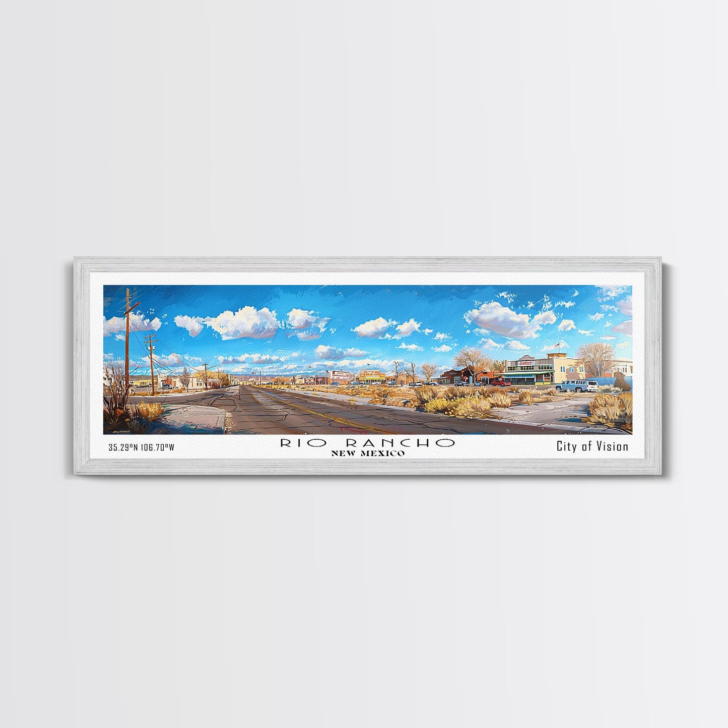 Rio Rancho New Mexico Panoramic Print, Elegant Framed Canvas Print, City Travel Poster, Home Decoration, Office Wall Art