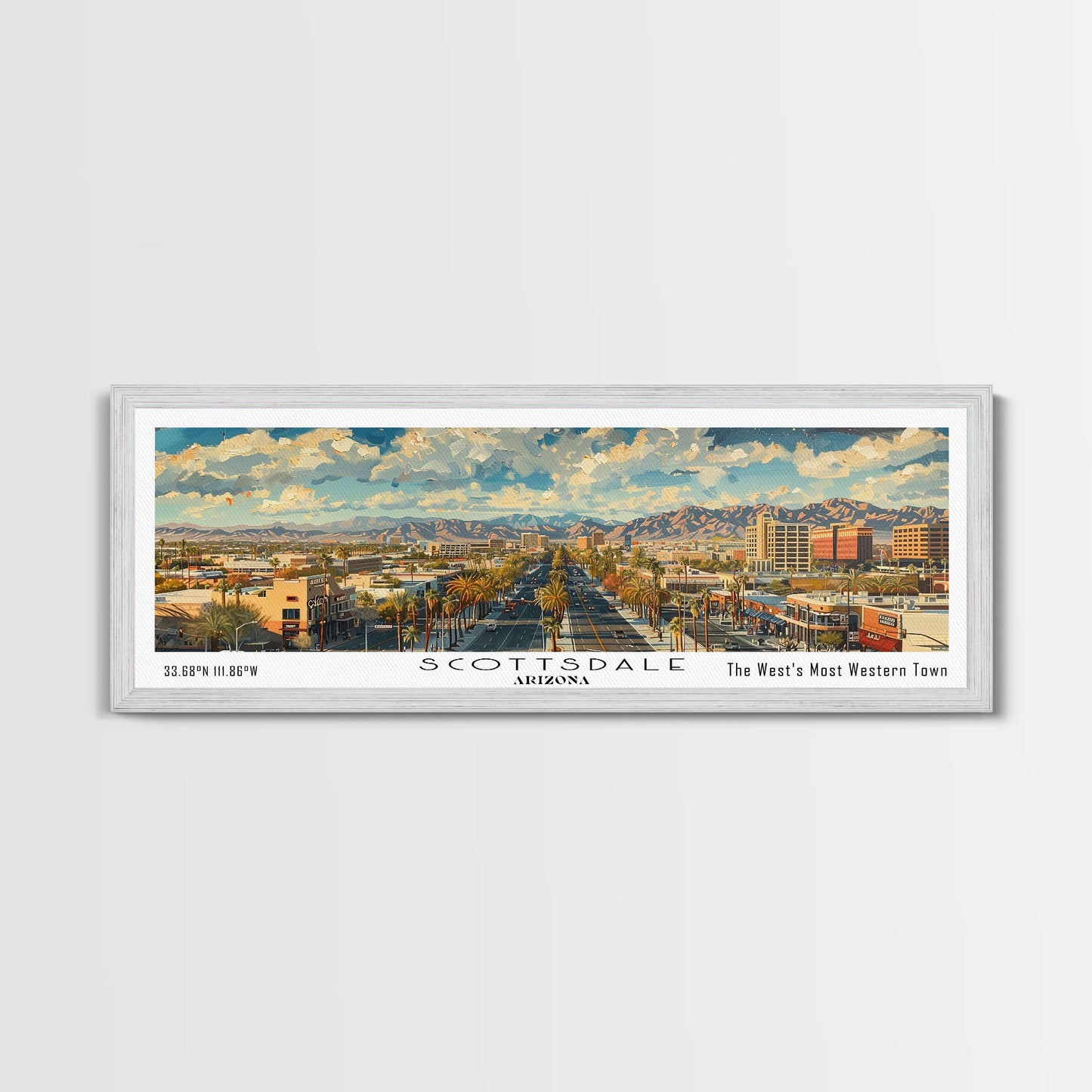 Scottdale Arizona Travel Poster, Framed Canvas Print, Wall Art, Home Decor, Travel Print, Office Decor, Living Room Art, Gift Idea
