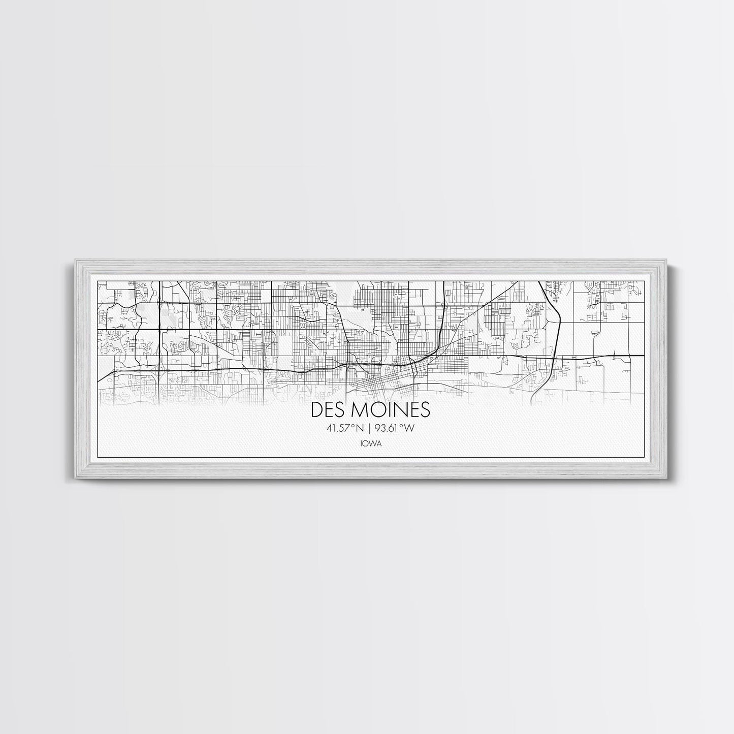 Panoramic Des Moines City Map, Iowa Art, Map Print, Minimalist Wall Art, Canvas Art, Housewarming Gift, Street Map Art, Closing Gift