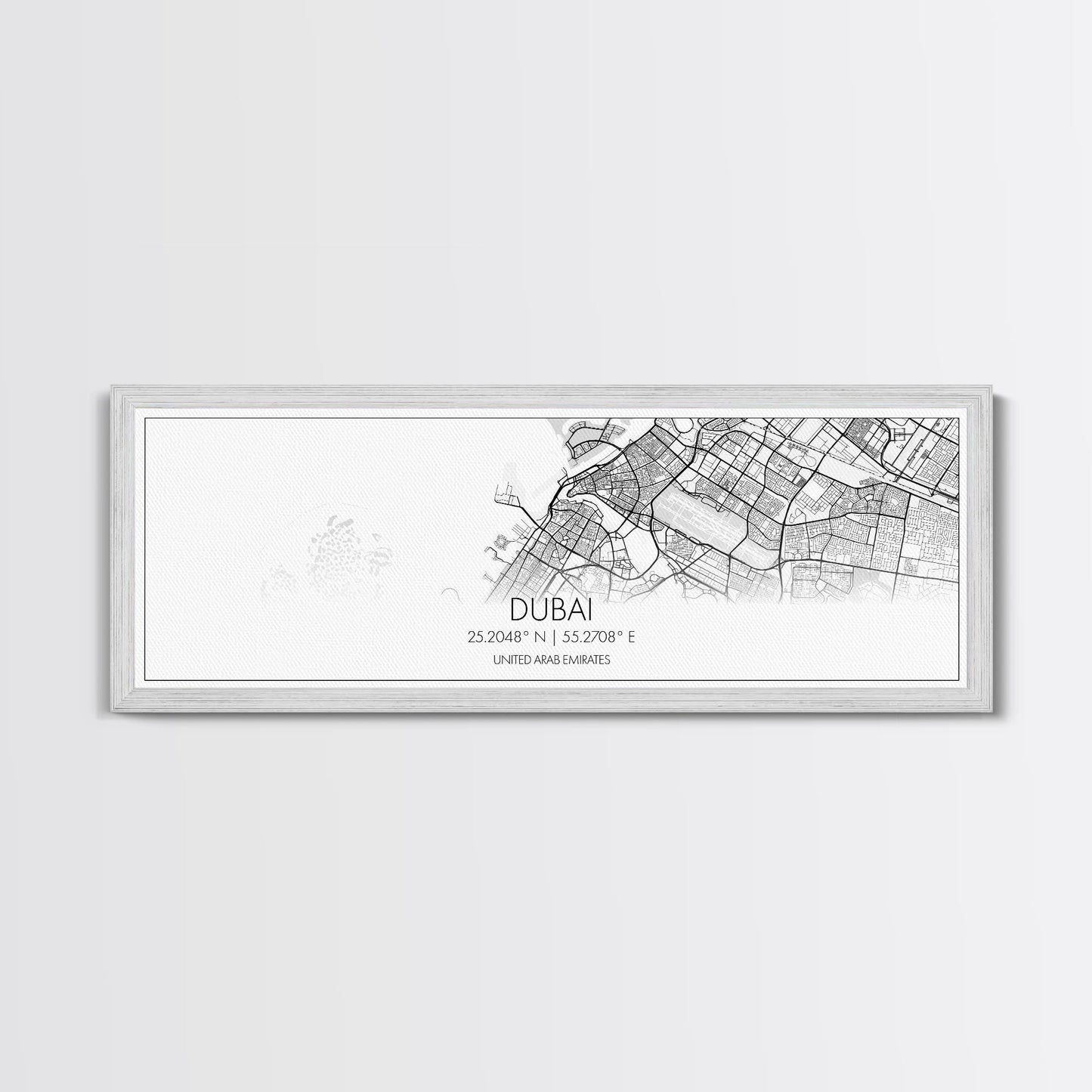 Panoramic Dubai City Map, United Arab Emirates Art, Map Print, Minimalist Wall Art, Canvas Art, Housewarming Gift, Street Map, Closing Gift