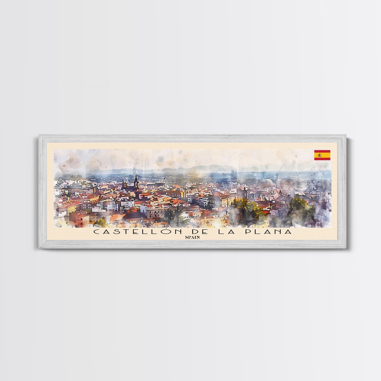 Castellon de la Plana Spain Wall Art, Panoramic Travel Poster, Panoramic Framed Canvas Print, City Wall Art, Wall Hanging Home Decor, Travel Art