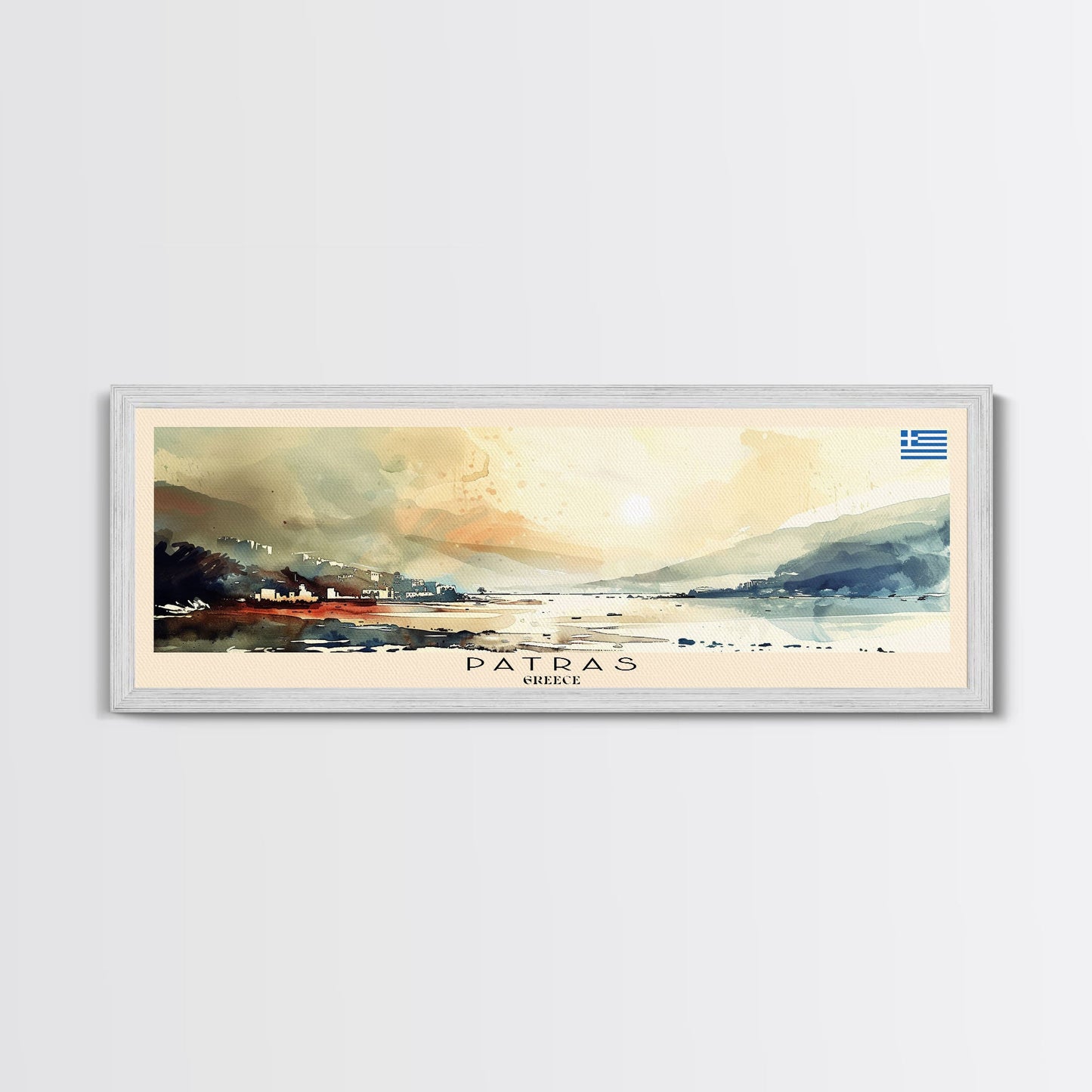Patras Greece Travel Art, City Art, Framed Canvas Print or Metal Wall Art, Europe Travel Poster, Panoramic Wall Art, Extra Wide Wall Art