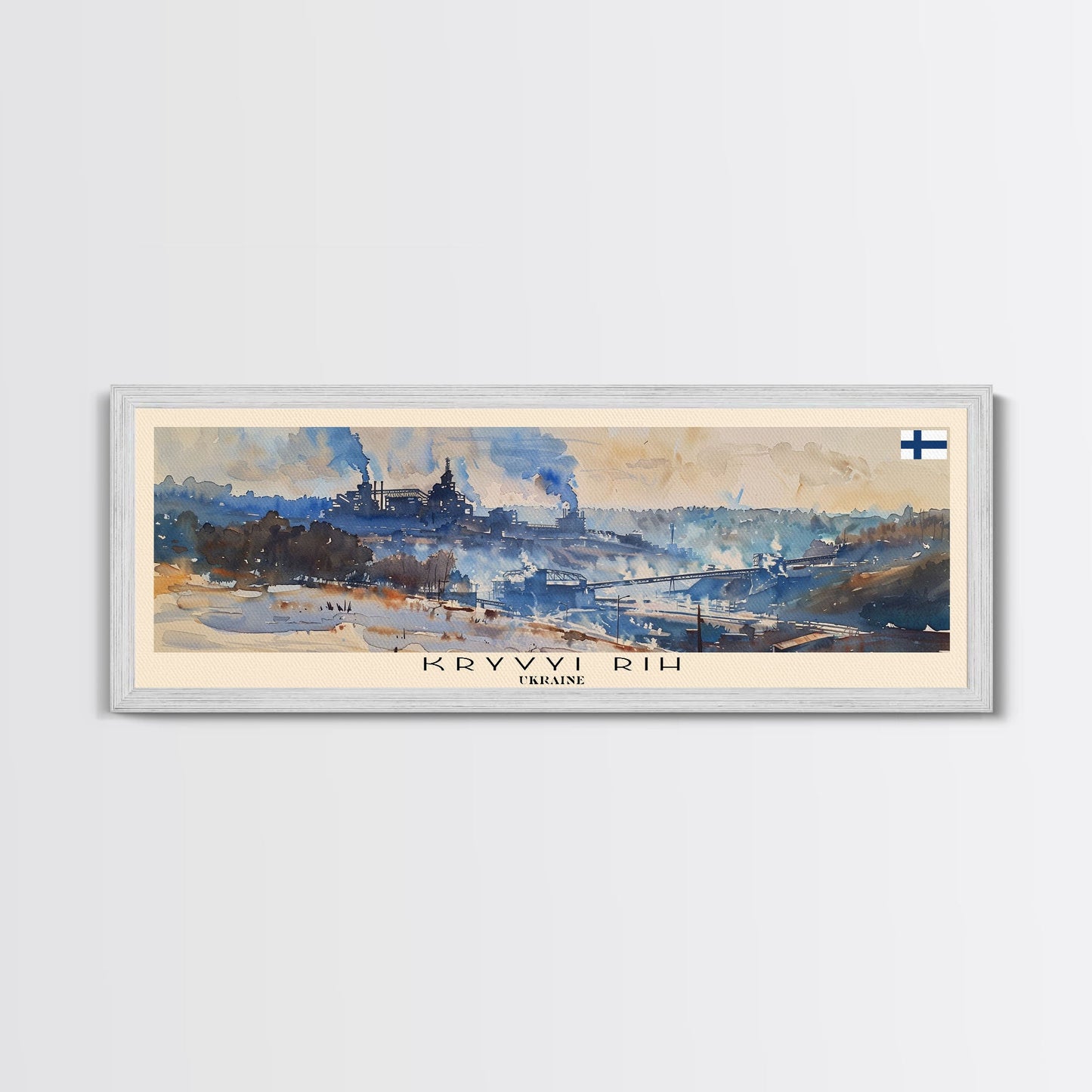 KryvyiRih Ukraine Panoramic Travel Poster, Framed Canvas Print or Metal Wall Art, Travel Art, Home Decor, Panoramic Painting, Midcentury Art