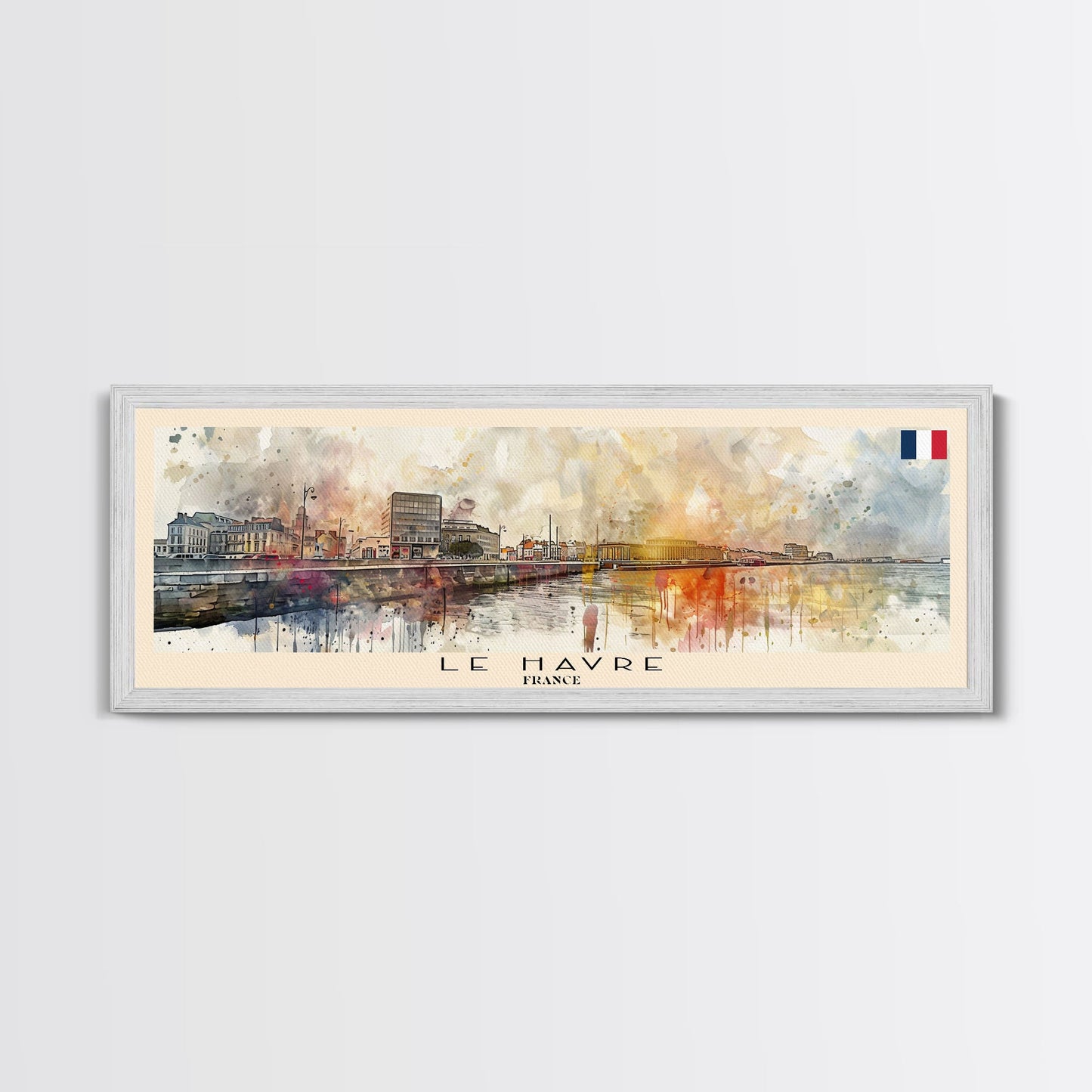Le Havre France Travel Art, City Art, Framed Canvas Print or Metal Wall Art, Europe Travel Poster, Panoramic Wall Art, Extra Wide Wall Art