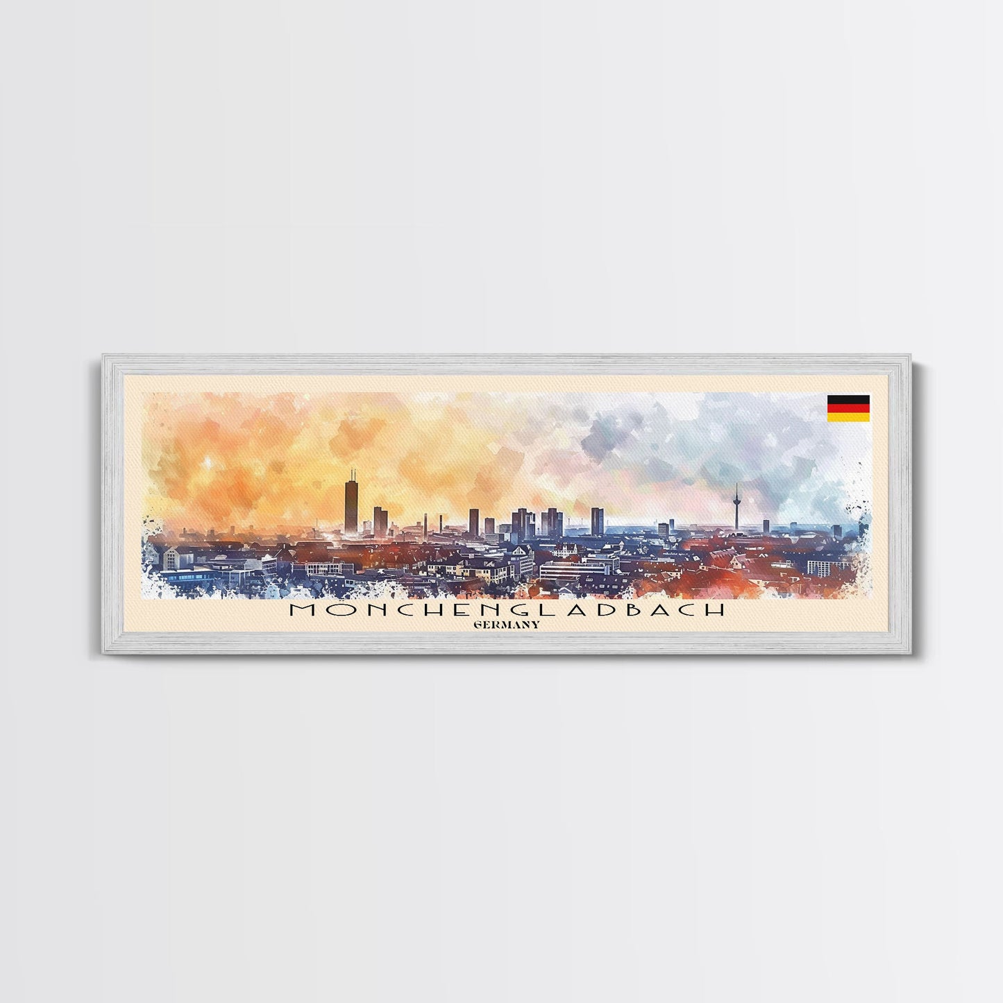 Monchengladbach Germany Travel Art, City Art, Framed Canvas Print or Metal Wall Art, Europe Travel Poster, Panoramic Wall Art, Extra Wide Wall Art
