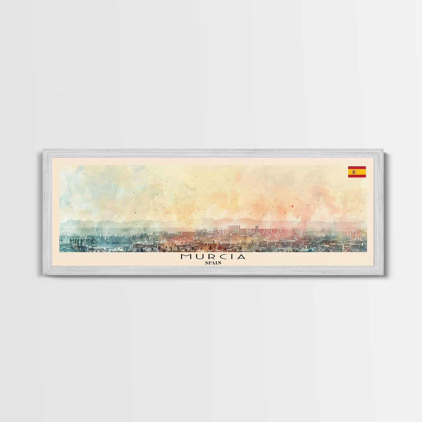 Murcia Spain Travel Art, City Art, Framed Canvas Print or Metal Wall Art, Europe Travel Poster, Panoramic Wall Art, Extra Wide Wall Art