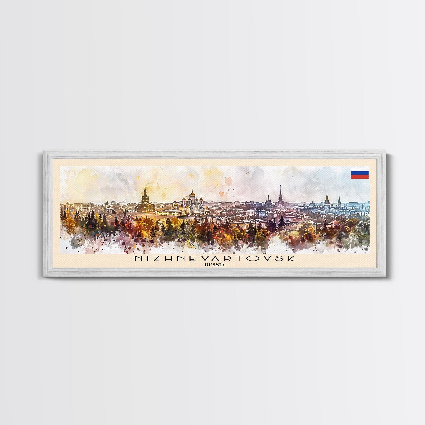 Nizhnevartovsk Russia Travel Art, City Art, Framed Canvas Print or Metal Wall Art, Europe Travel Poster, Panoramic Wall Art, Extra Wide Wall Art