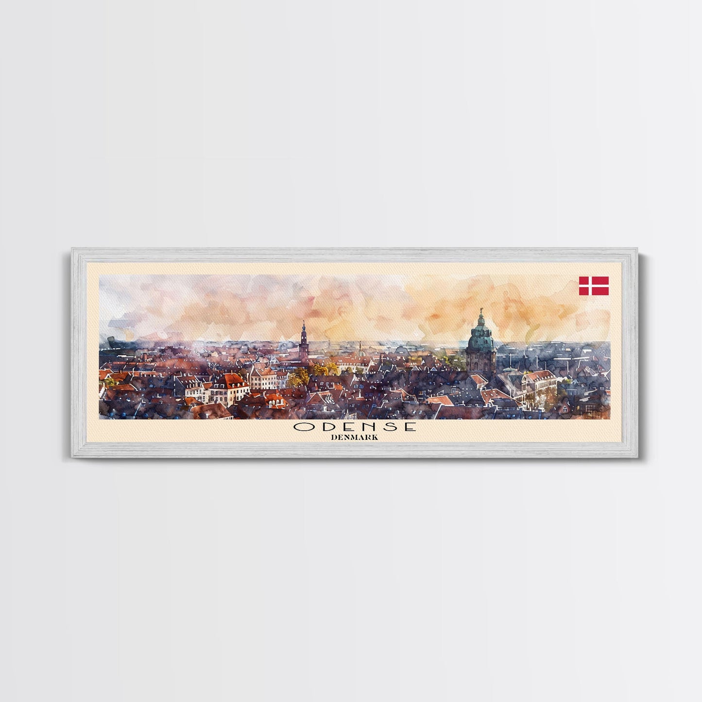 Odense Denmark Wall Art, Panoramic Travel Poster, Panoramic Framed Canvas Print, City Wall Art, Wall Hanging Home Decor, Travel Art
