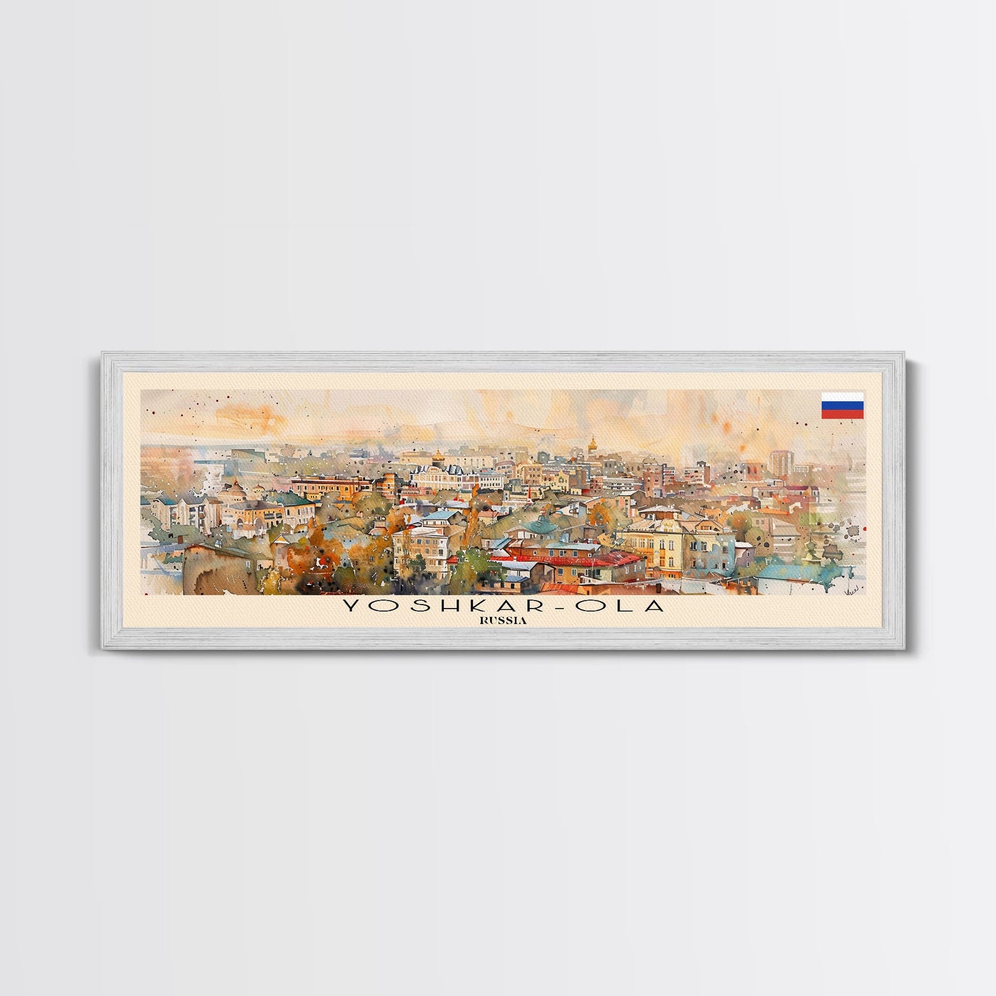Yoshkar Ola Russia Panoramic Travel Poster, Framed Canvas Print or Metal Wall Art, Travel Art, Home Decor, Panoramic Painting, Midcentury Art
