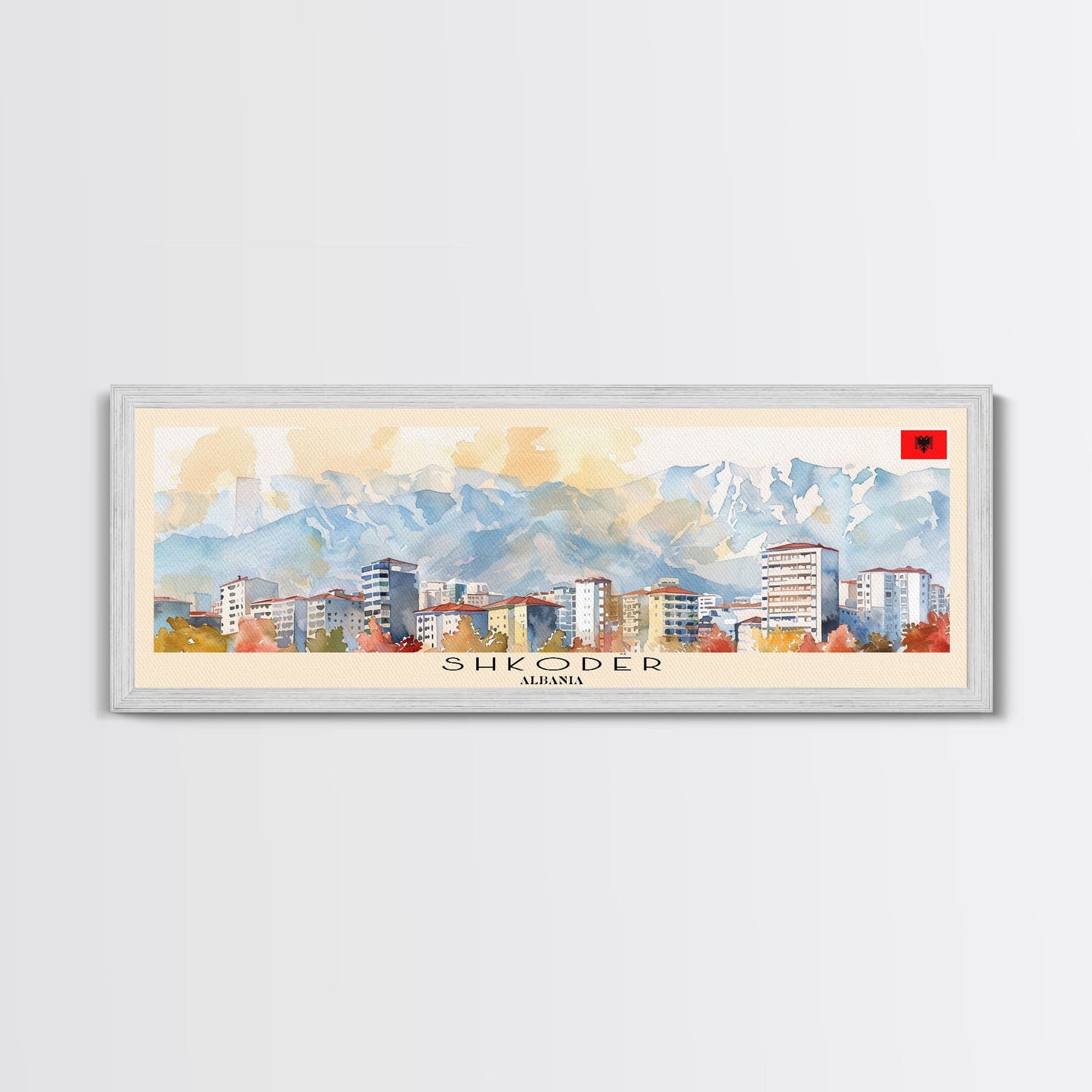 Shkodr Albania Travel Print Wall Art, Panoramic City Art, Travel Art, Wall Decor, Vacation Gift, Framed Canvas Print Or Metal Art