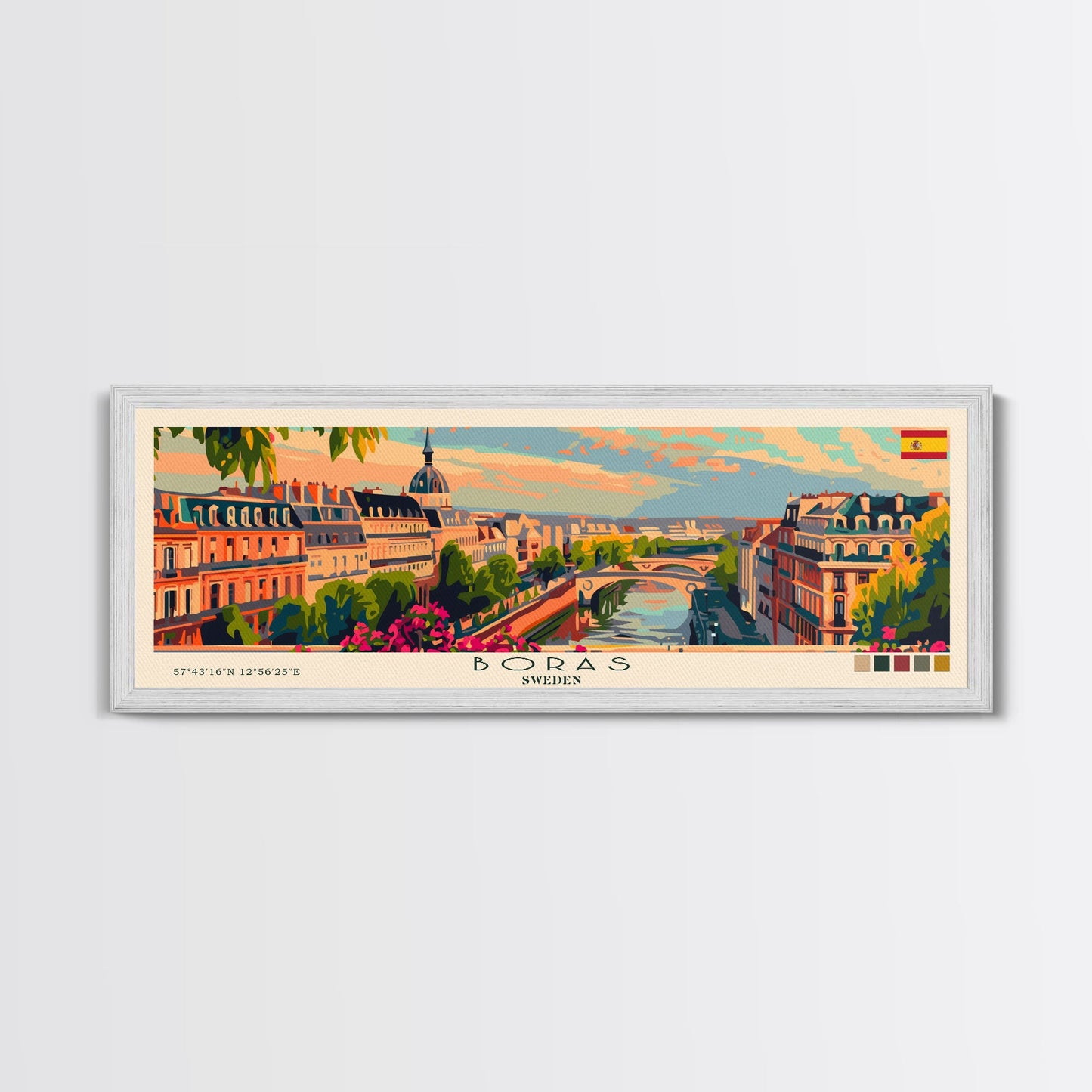 Borås Sweden Travel Art, City Art, Framed Canvas Print or Metal Wall Art, Europe Travel Poster, Panoramic Wall Art, Extra Wide Wall Art