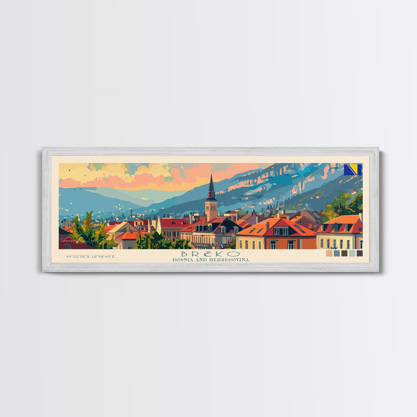Brčko Bosnia Wall Art, Panoramic Travel Poster, Panoramic Framed Canvas Print, City Wall Art, Wall Hanging Home Decor, Travel Art