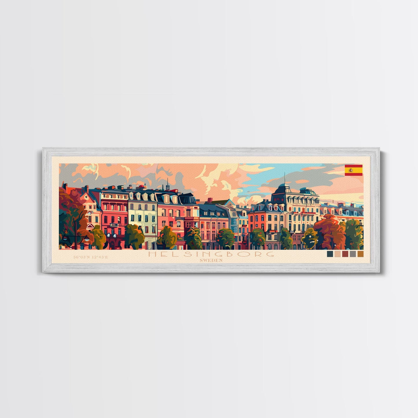 Helsingborg Sweden Travel Print Wall Art, Panoramic City Art, Travel Art, Wall Decor, Vacation Gift, Framed Canvas Print Or Metal Art