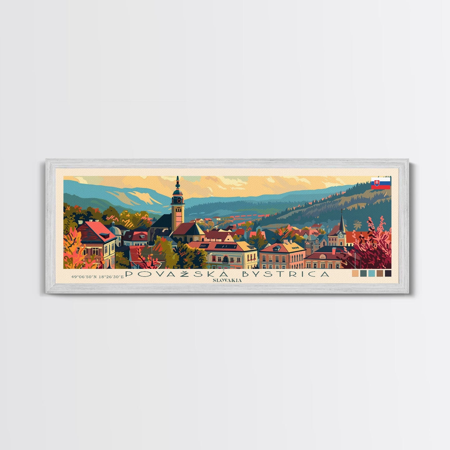 Povazska Bystrica Slovakia Travel Print Wall Art, Panoramic City Art, Travel Art, Wall Decor, Vacation Gift, Framed Canvas Print Or Metal Art