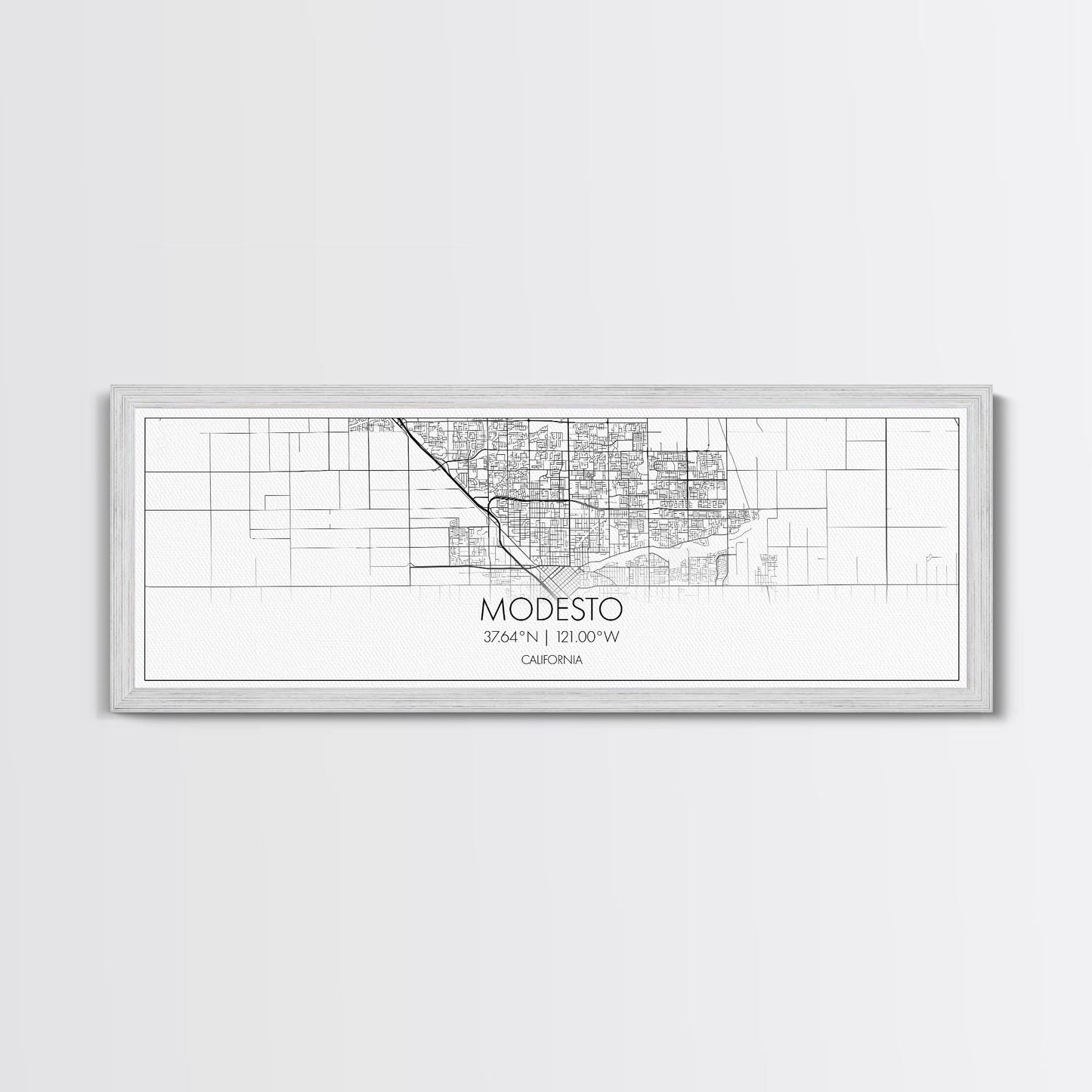 Panoramic Modesto City Map, California Art, Map Print, Minimalist Wall Art, Canvas Art, Housewarming Gift, Street Map Art, Closing Gift