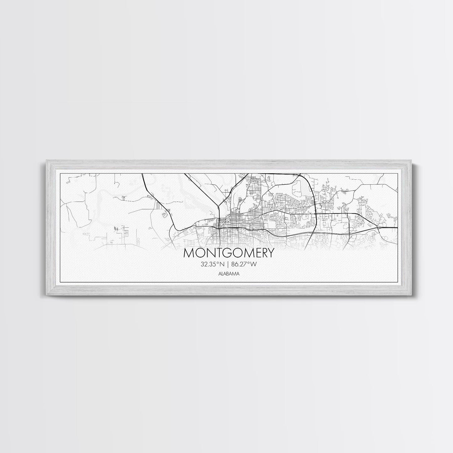 Panoramic Montgomery City Map, Alabama Art, Map Print, Minimalist Wall Art, Canvas Art, Housewarming Gift, Street Map Art, Closing Gift