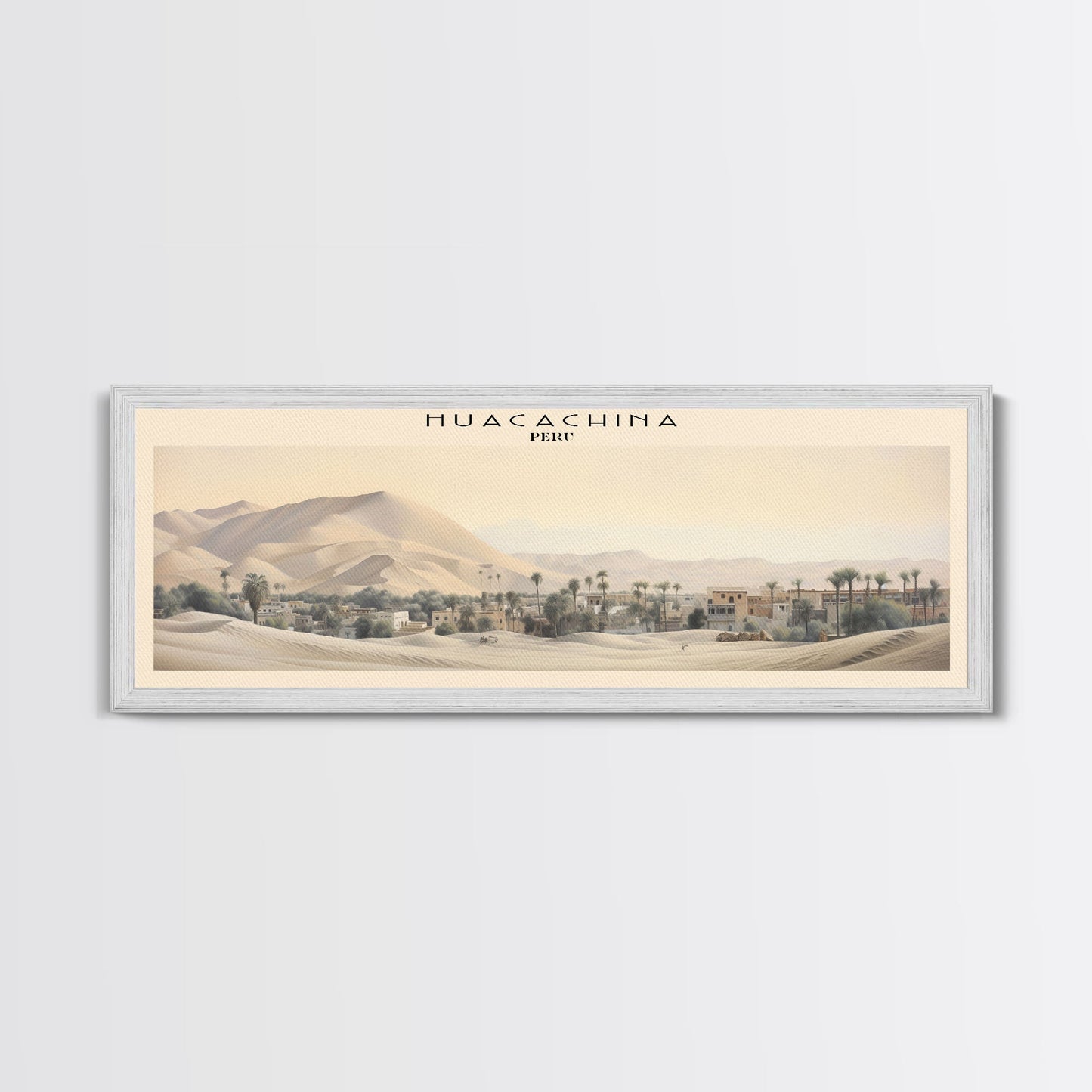 Huacachina Travel Poster Print, Framed Canvas Print, COUNTRY Travel Art, Wood Framed Art, Wall Hanging, Home Decor
