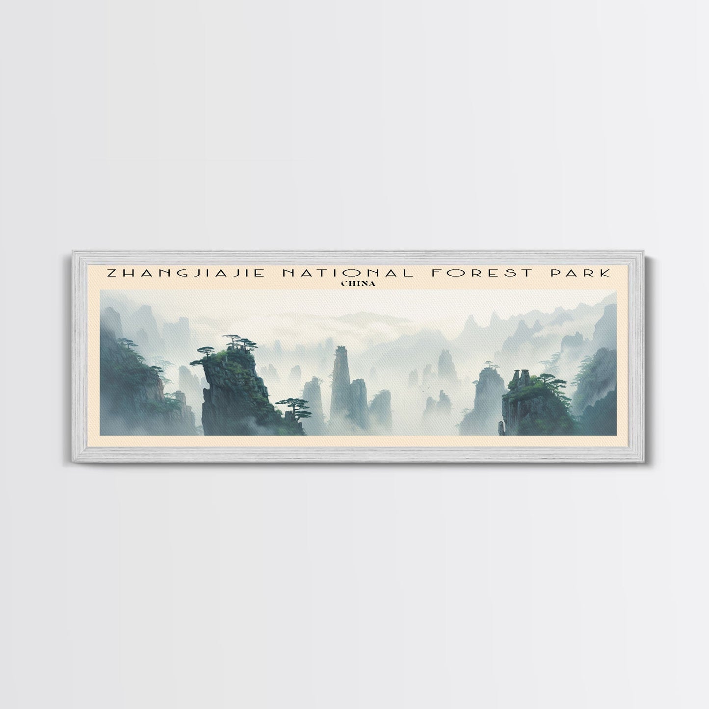 Zhangjiajie National Forest Park COUNTRY | Framed Travel Poster Canvas Print | Trendy Wall Art | Watercolor Painting | Living Room Art | Unique Art
