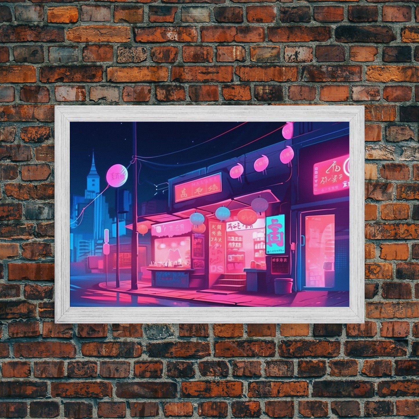 Retro Synthwave Style Tokyo Art, Framed Canvas Print, Unique Wall Art, Vintage Inspired Tokyo Night Life Art