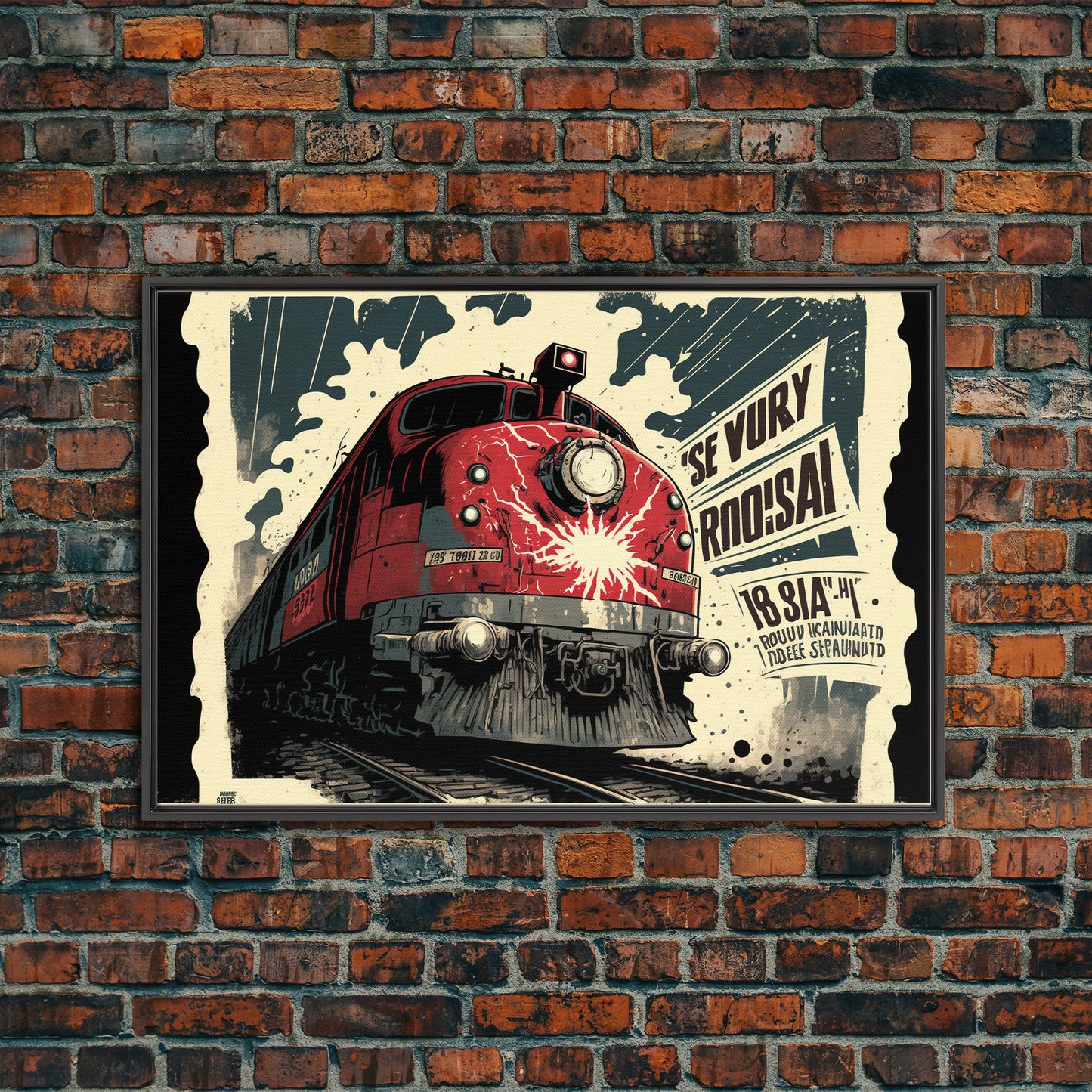 Fictional Soviet Propaganda Train Poster, Framed Canvas Print, Large Wall Art, USSR Art