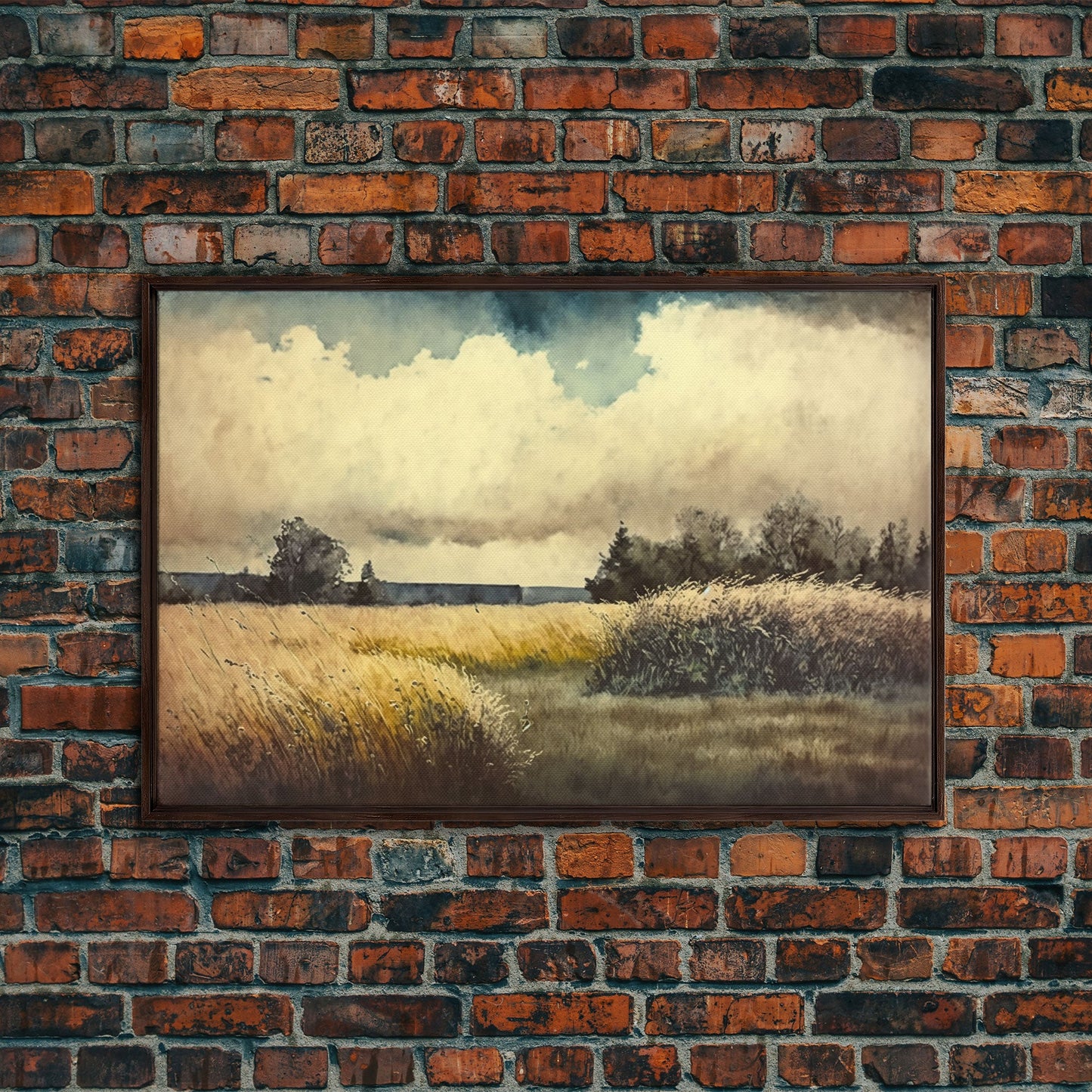 Subdued Watercolor Wall Art, Framed Canvas Print, Muted Moody Minimalist Boho Style Wall Art, Guest Room, Above Bed Art, Above Sofa Wall Art