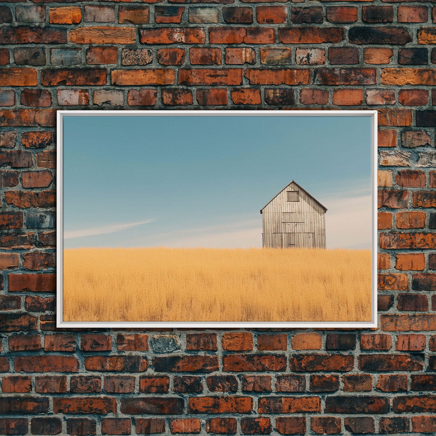 Liminal Spaces, Rustic Farmhouse Wall Decor, Teal Gray Barn Landscape Art Print or Canvas, Country Living Room Wall Decor, Liminal Art