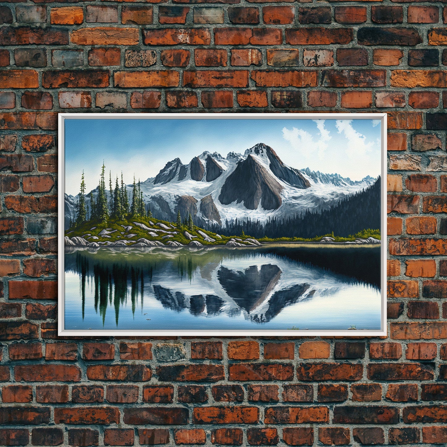 Pine Tree Forest, Winter Art, Framed Canvas Print, framed wall art, living room above sofa art