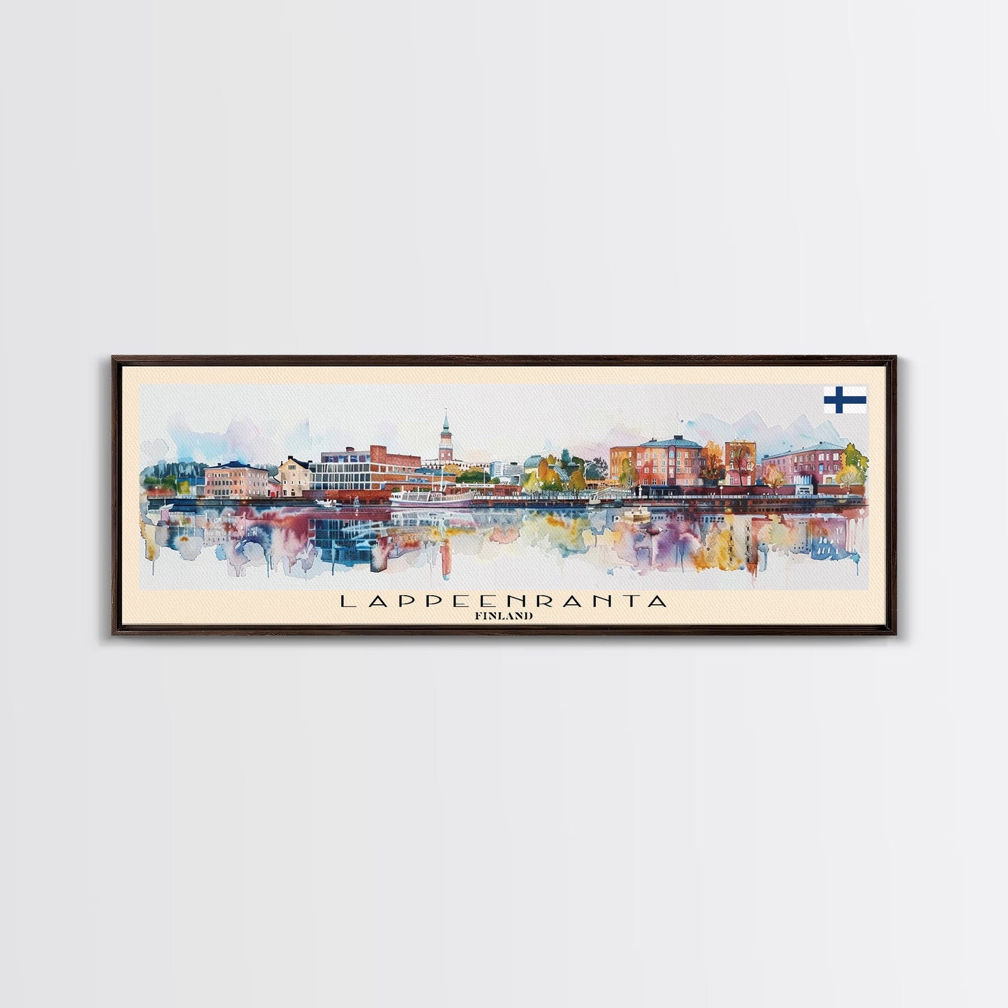 Lappeenranta Finland Panoramic Travel Poster, Framed Canvas Print or Metal Wall Art, Travel Art, Home Decor, Panoramic Painting, Midcentury Art