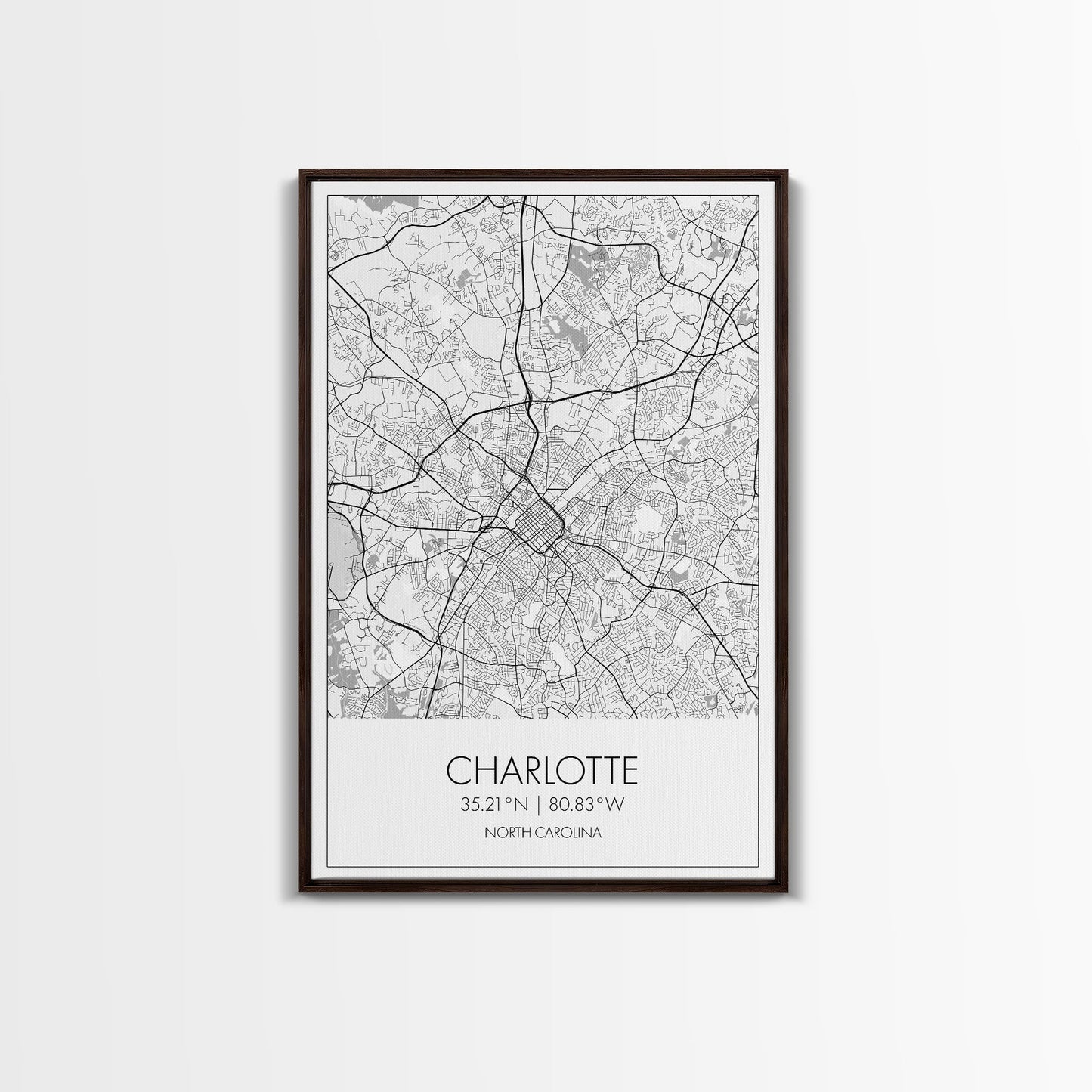 Charlotte Street Map, North Carolina Map, City Map Art, Modern Art, Wall Art, Canvas Print, Canvas Wall Art, Travel Wall Art, Gift For Mom