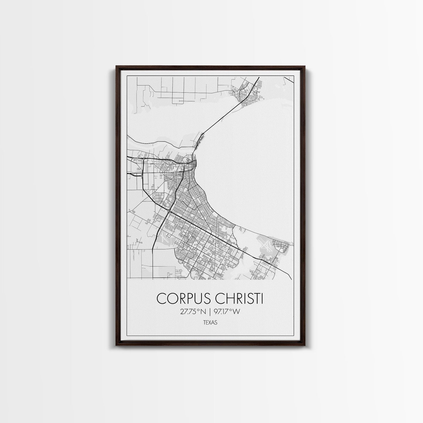 Corpus Christi Street Map, Texas Map, City Map Art, Minimalist Art, Wall Art, Canvas Print, Travel Wall Décor, Gift For Dad, Office Décor