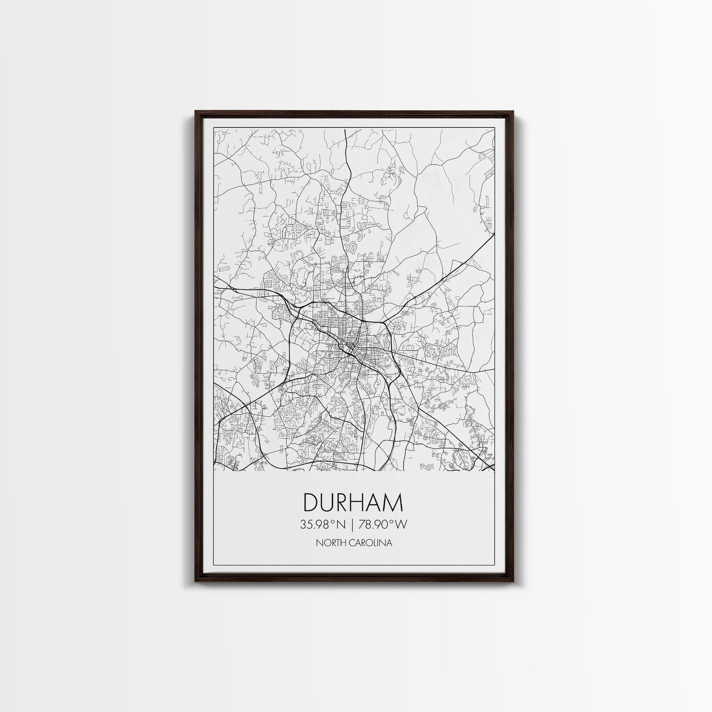 Durham Street Map, North Carolina Map, City Map Art, Minimalist Art, Wall Art, Canvas Print, Traveler Gift, Travel Wall Décor