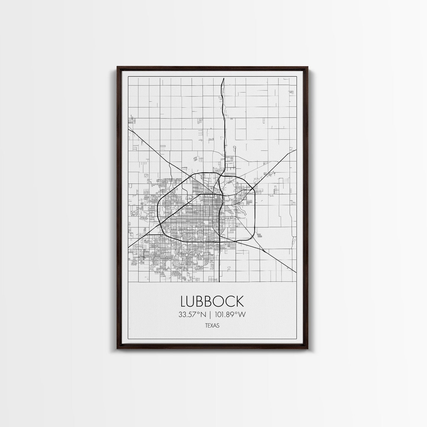 Lubbock Street Map, Texas Map, City Map Art, Modern Art, Wall Art, Canvas Print, Travel Print, Farmhouse Wall Décor, Boyfriend Gift