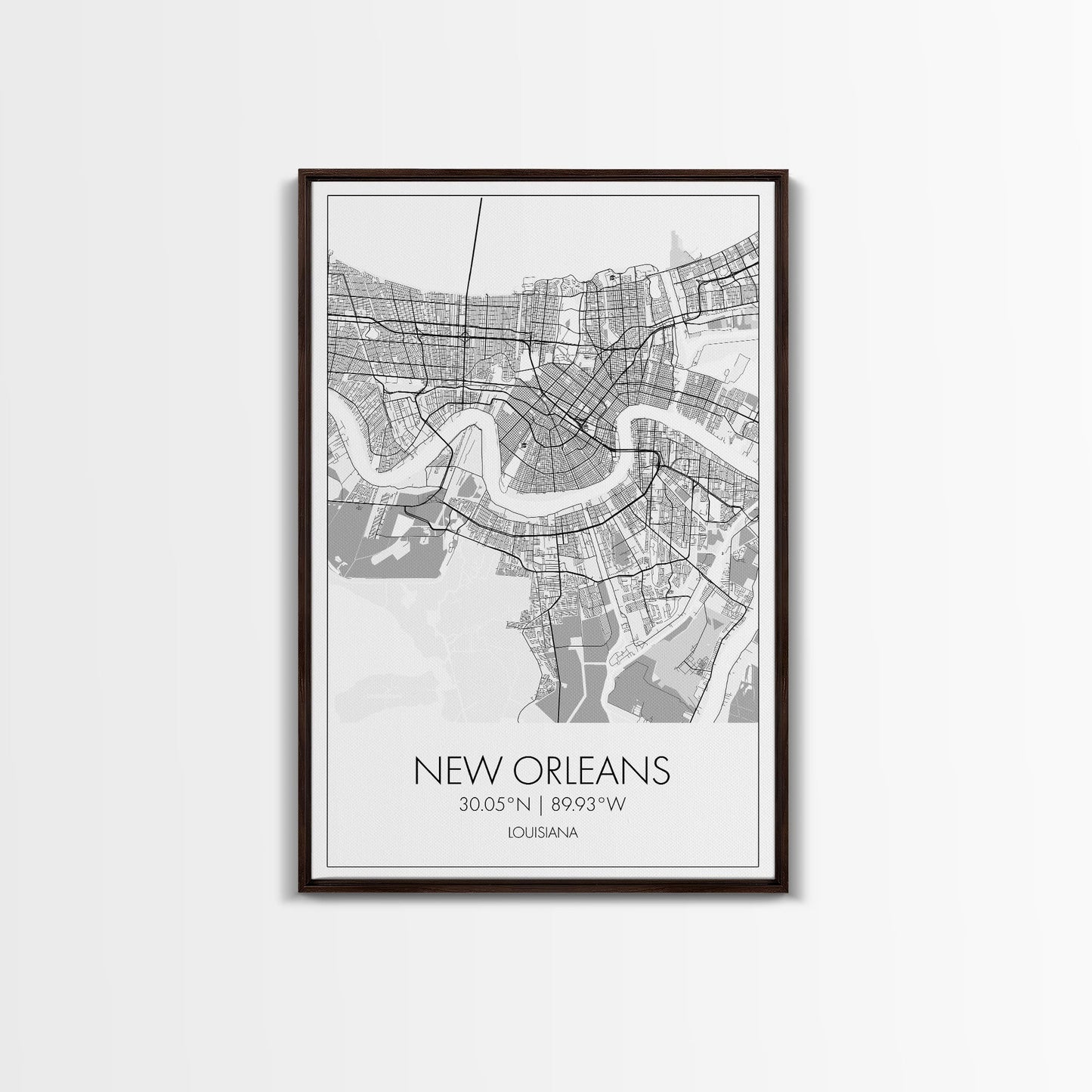 New Orleans Street Map, Louisiana Map, City Map Art, Modern Art, Wall Art, Canvas Print, Above Bed Art, Gift For Travelers, Travel Wall Art