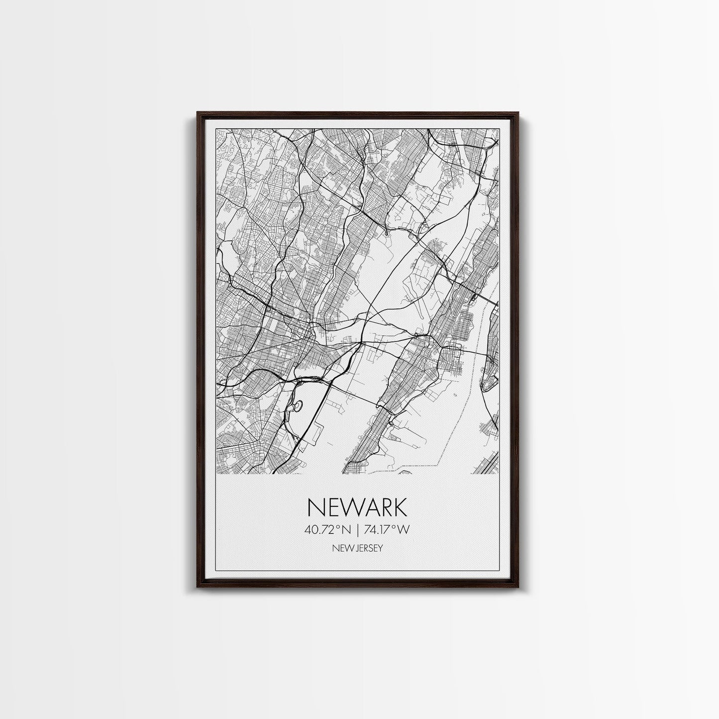 Newark Street Map, New Jersey Map, City Map Art, Modern Art, Wall Art, Canvas Print, Living Room Art, Best Friends Gift, Travel Art