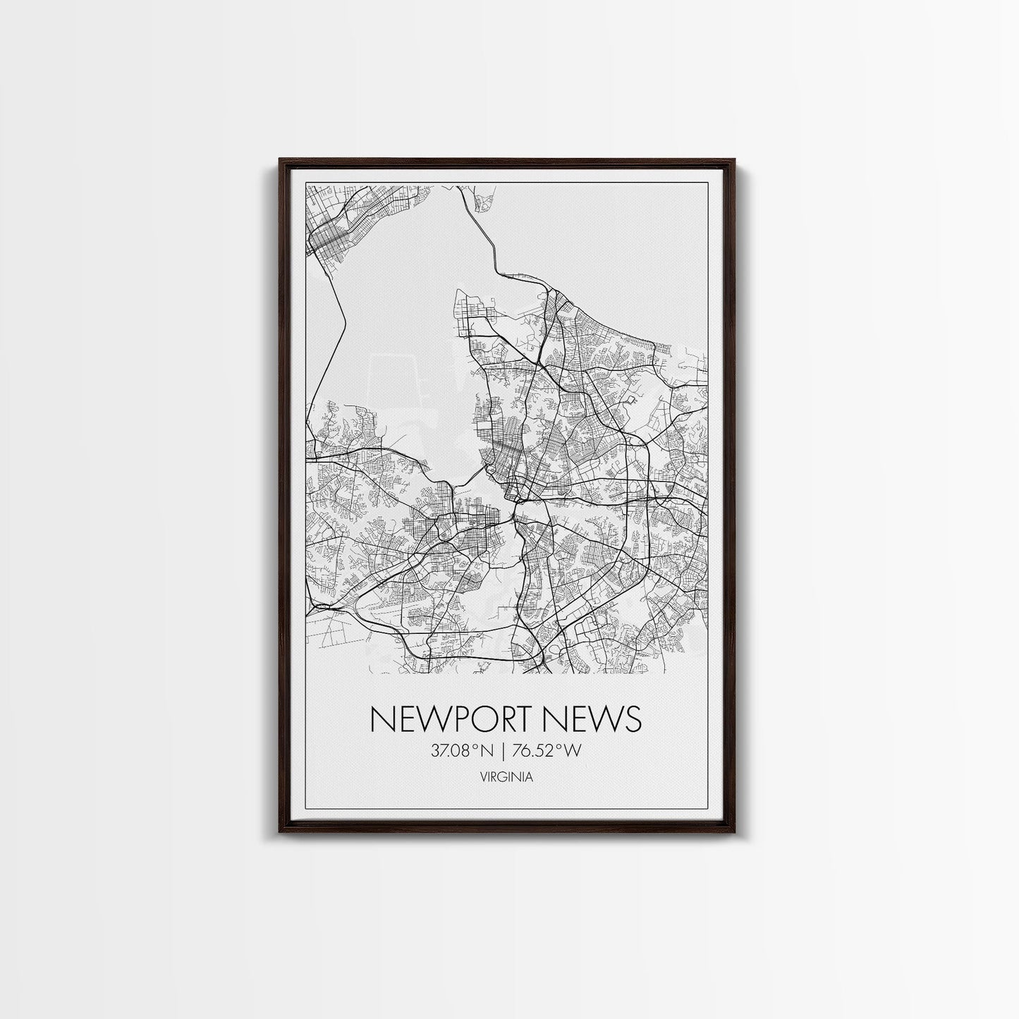 Newport News Street Map, Virginia Map, City Map Art, Modern Art, Wall Art, Canvas Print, Home Wall Décor, Girl Graduation Gift, Travel Art