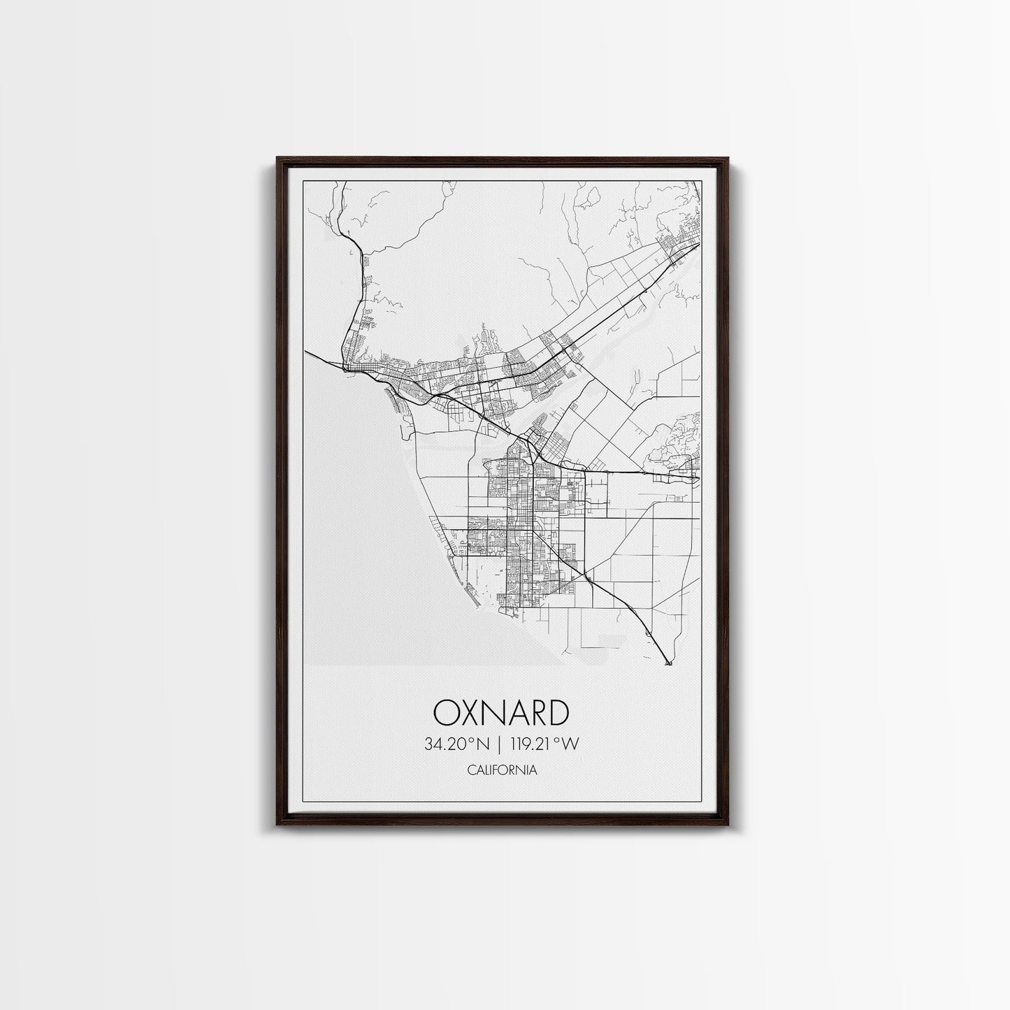 Oxnard Street Map, California Map, City Map Art, Minimalist Art, Wall Art, Canvas Print, Bedroom Print, Anniversary Gift, Travel Wall Print