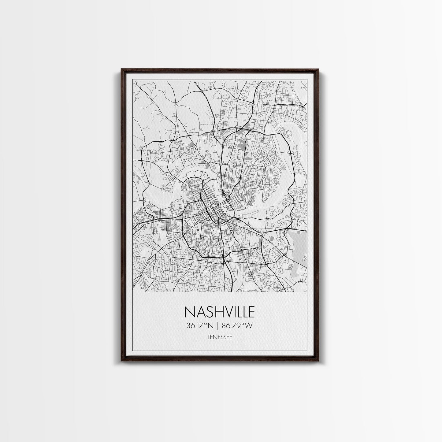 Nashville Street Map, Tennessee Map, City Map Art, Modern Art, Wall Art, Canvas Print, Music Studio Art, Gift For Music Lover, Travel Art