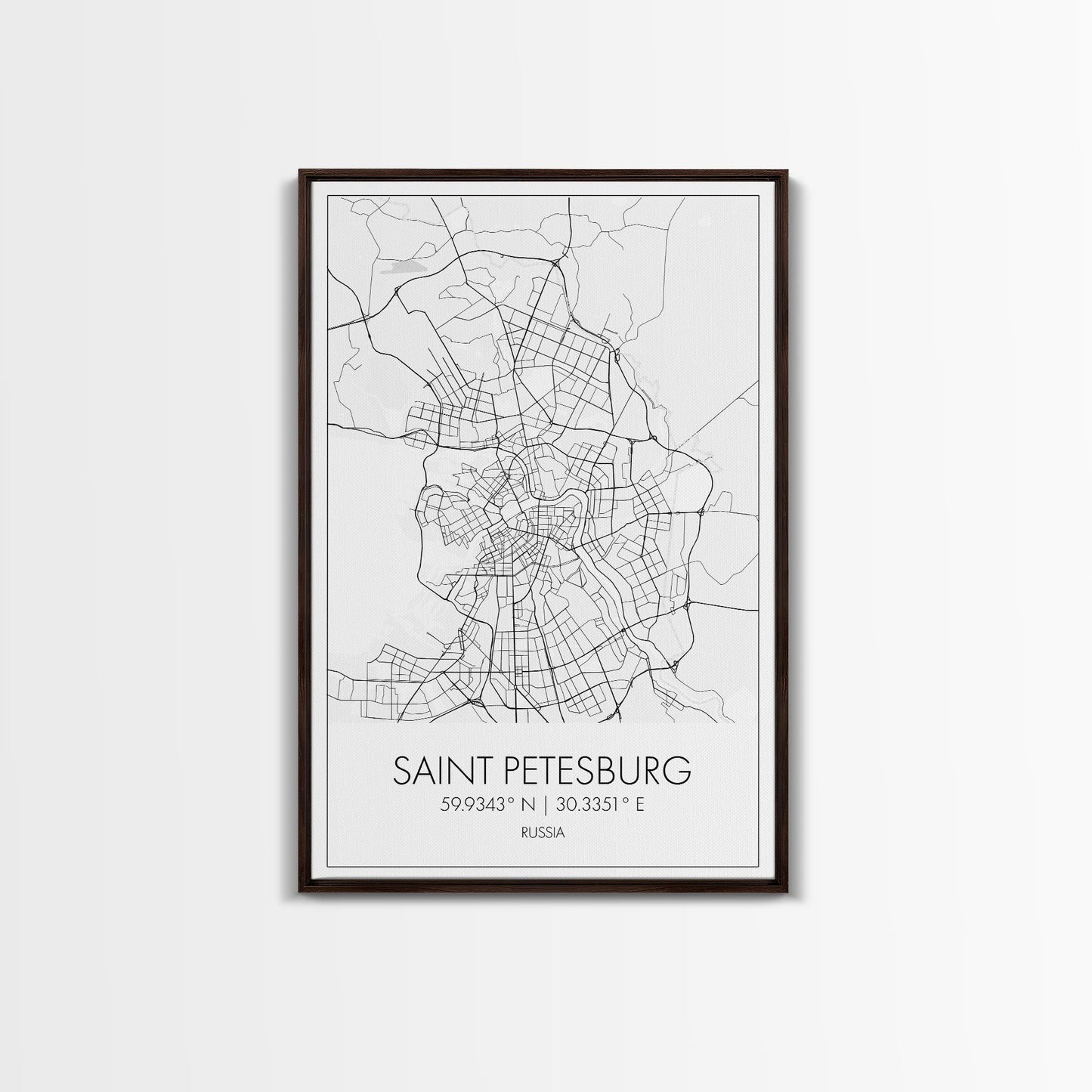Saint Petersburg Street Map, Russia Map, City Map Art, Minimalist Art, Wall Art, Canvas Print, Room Décor, Gift For Mom, Travel Wall Art
