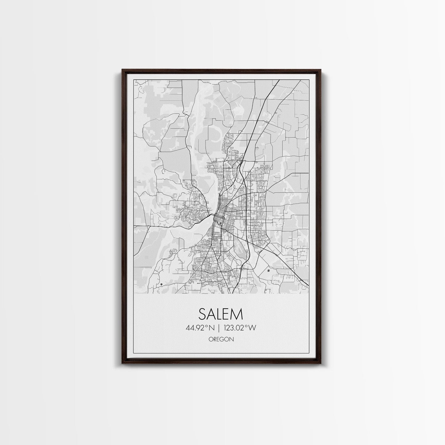 Salem Street Map, Oregon Map, City Map Art, Minimalist Art, Wall Art, Canvas Print, Dorm Room Décor, Graduation Gift, Travel Wall Print