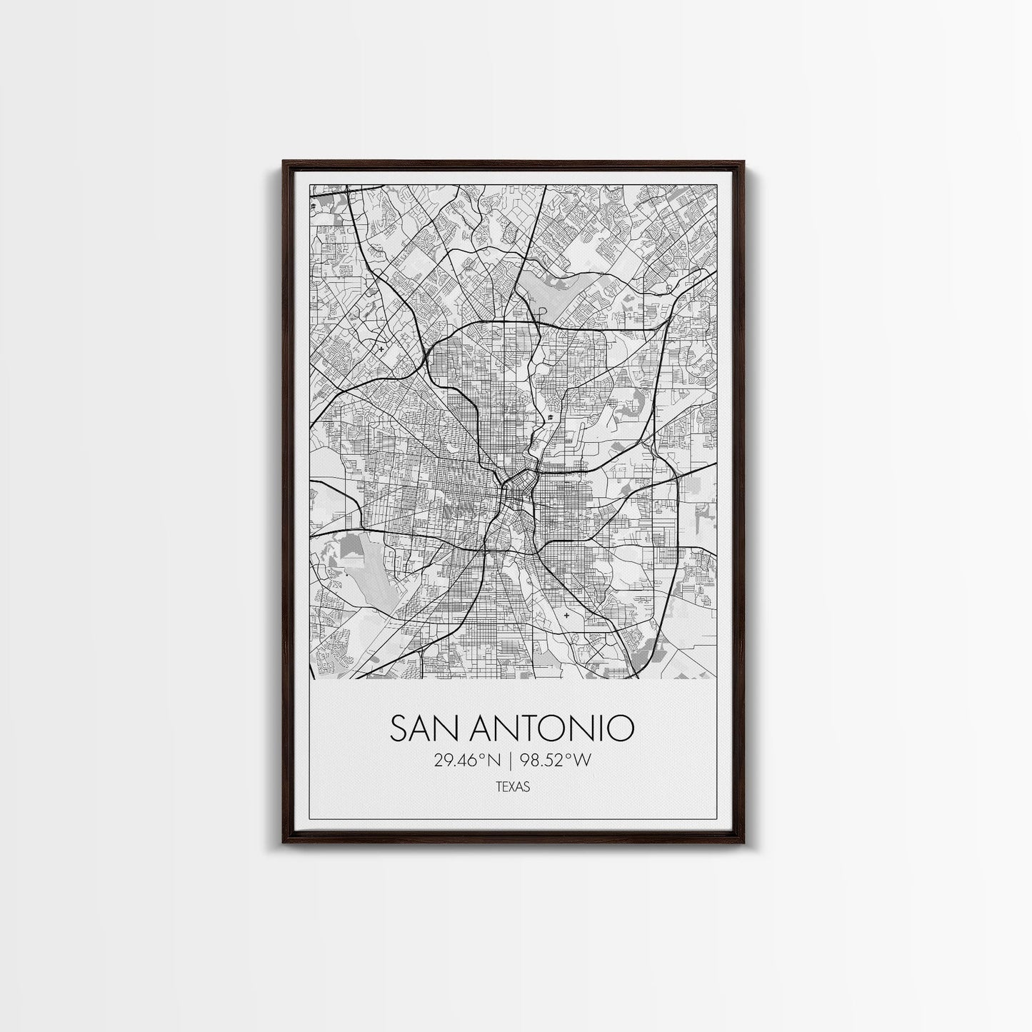 San Antonio Street Map, Texas Map, City Map Art, Minimalist Art, Wall Art, Canvas Print, Black And White Art, Travel Print, Family Gift