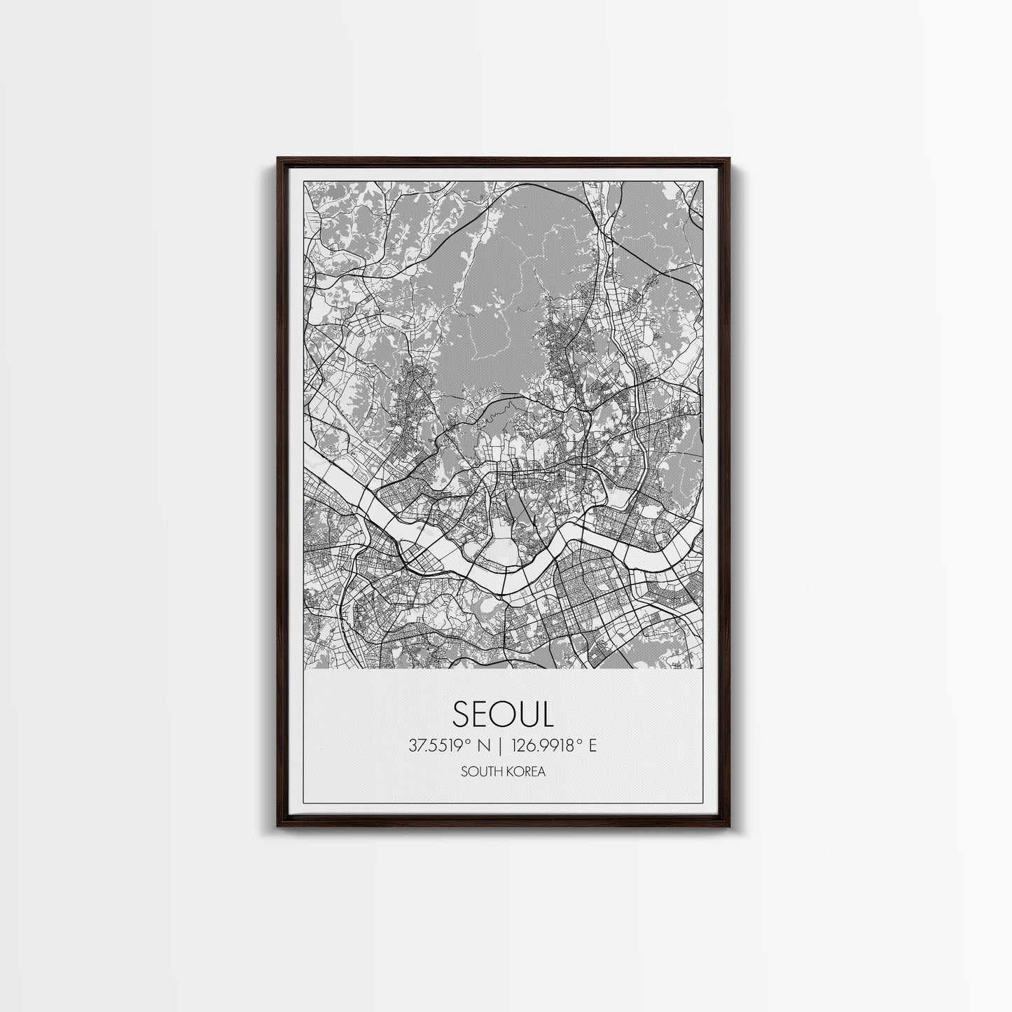 Seoul Street Map, South Korea Map, Asia City Map Print, Minimalist Art, Wall Art, Canvas Print, Travel Gift For Women, Travel Wall Décor