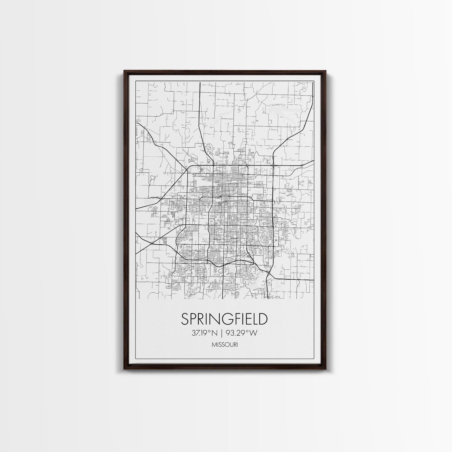 Springfield Street Map, Missouri Map, City Map Print, Modern Wall Art, Wall Art, Canvas Print, Bedroom Wall Décor, Gifts For Couple